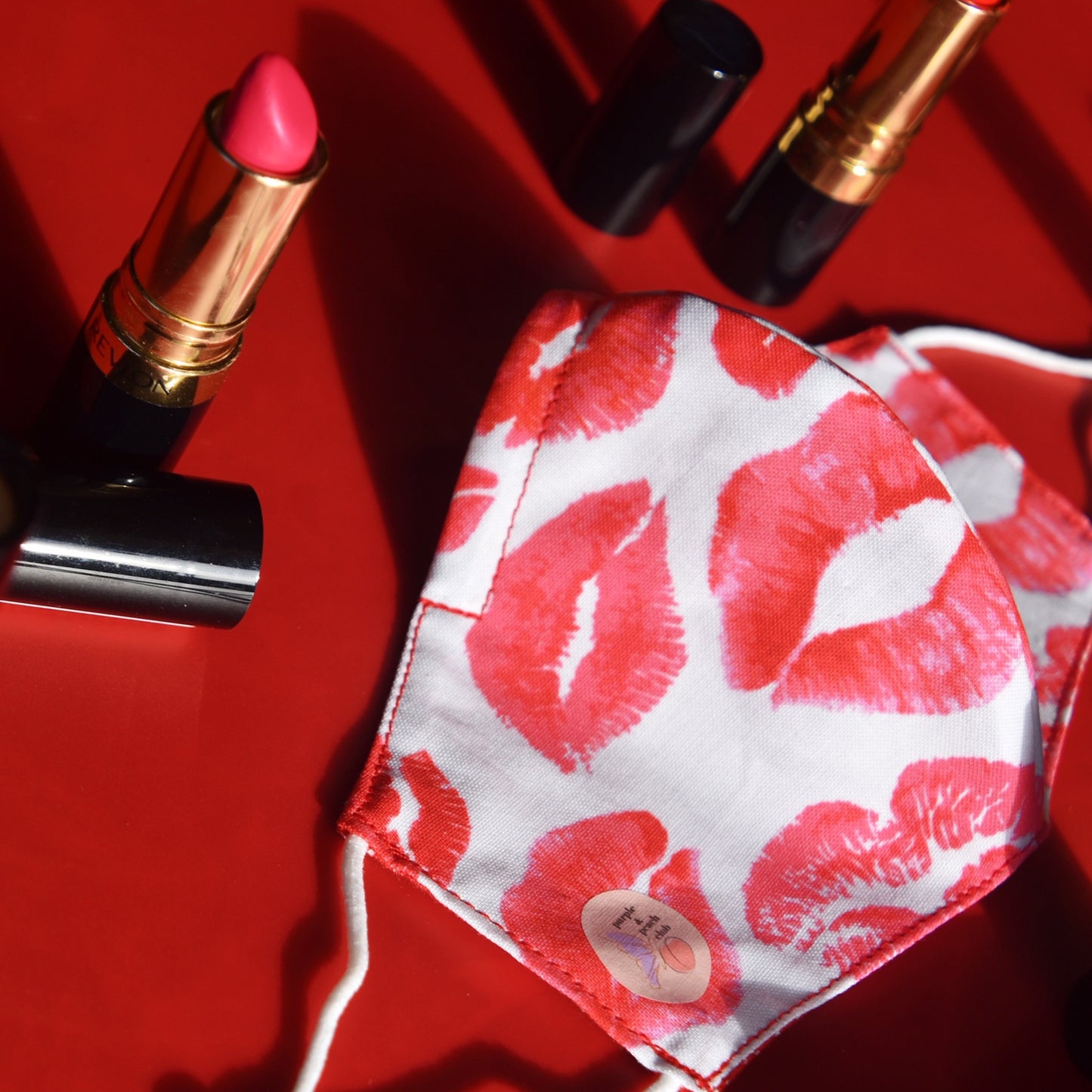 Lipstick Print Reversible Face Mask