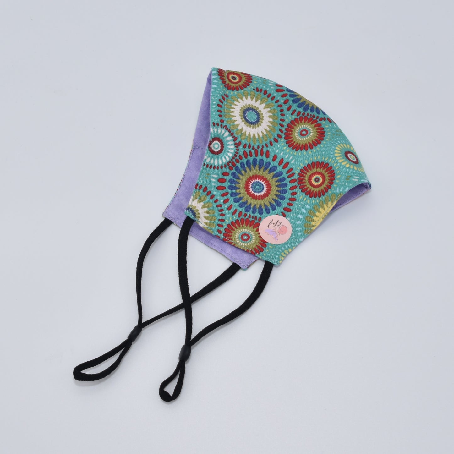 Turquoise Abstract Floral Print Reversible Face Mask