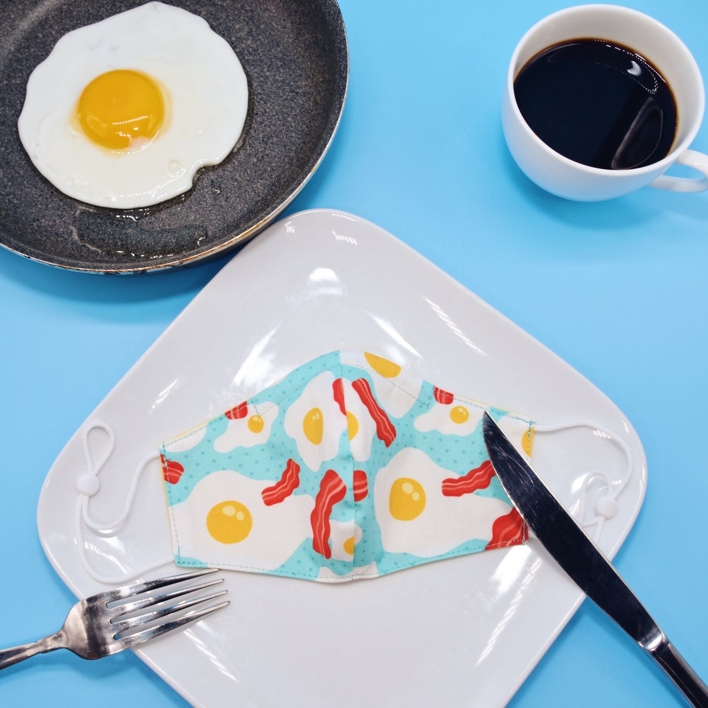 Eggs & Bacon Print Reversible Face Mask
