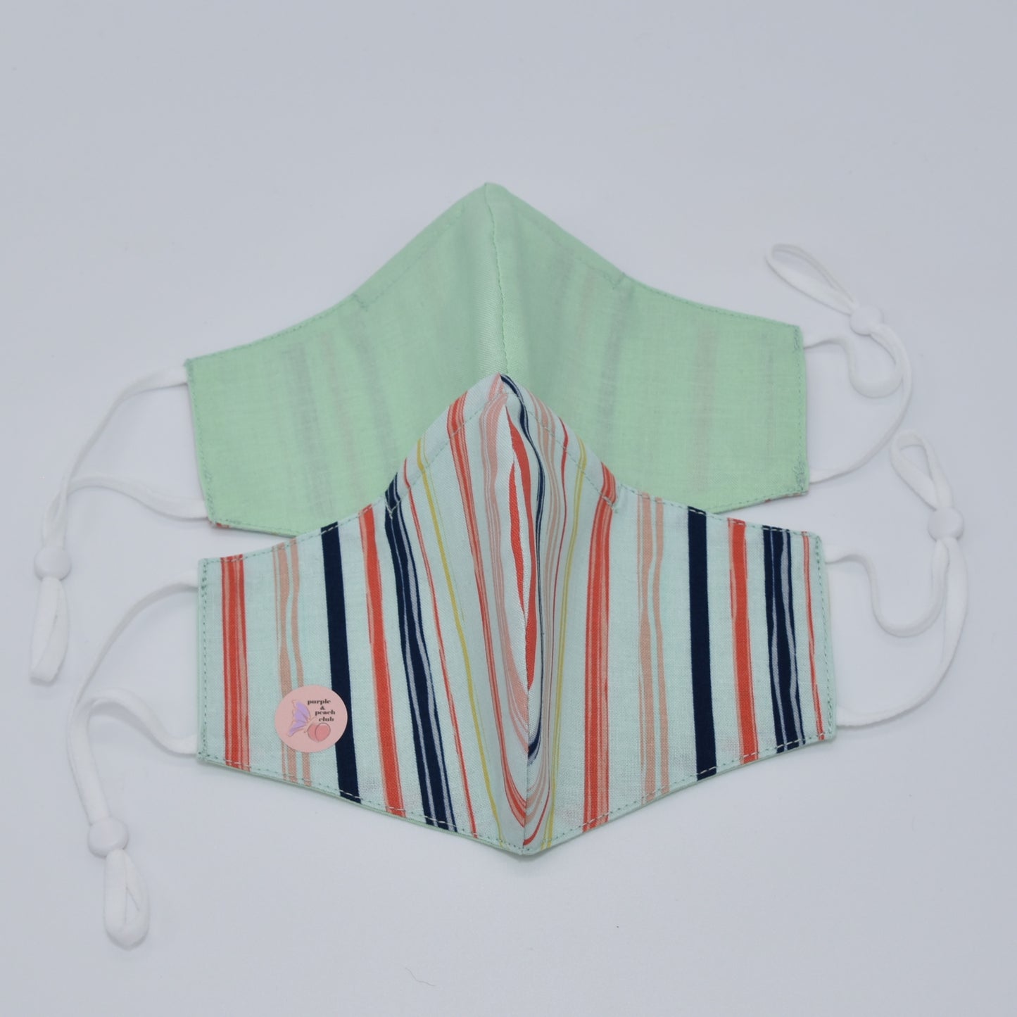 Colored Stripes On Mint Green Print Reversible Face Mask