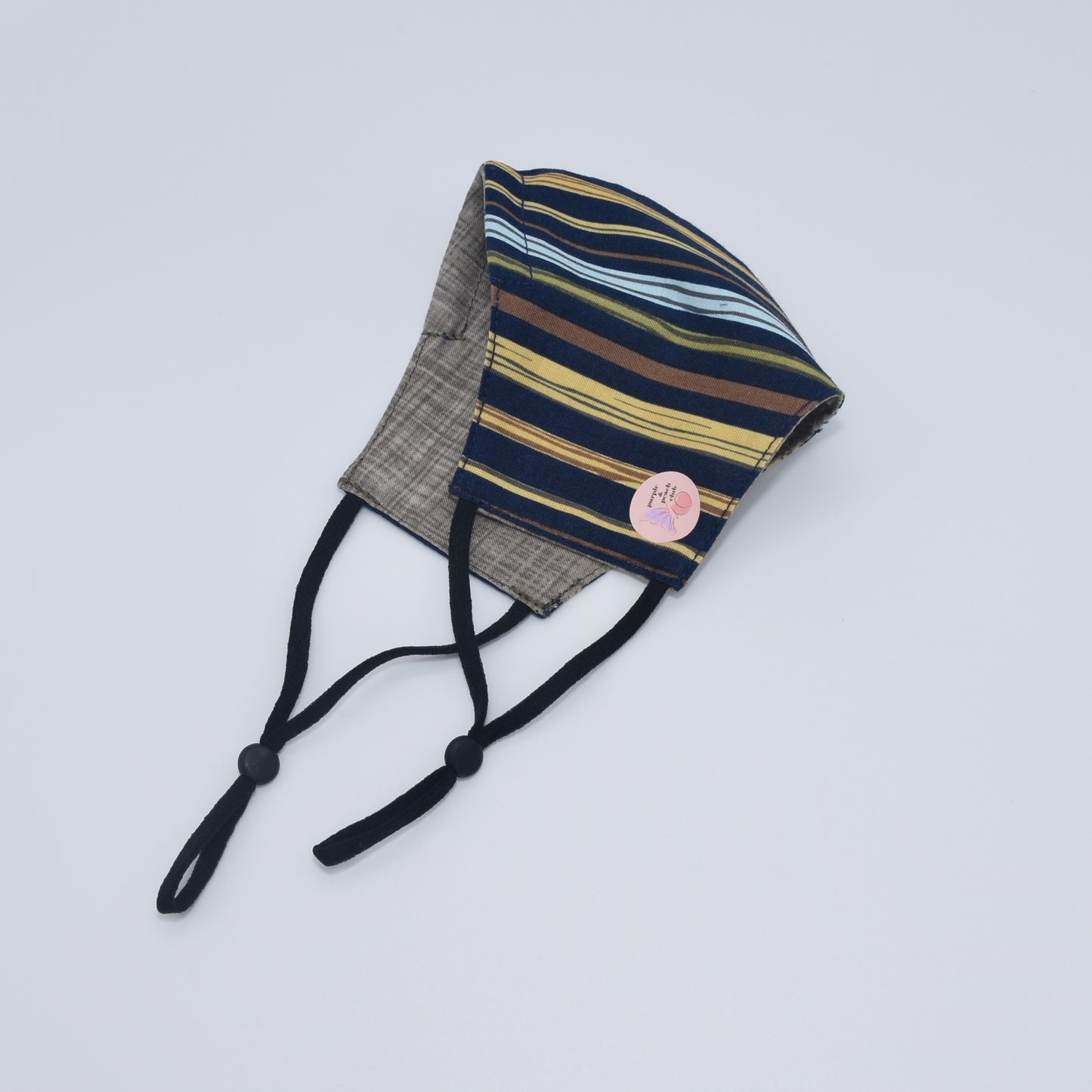 Colored Stripes on Navy Blue Print Reversible Face Mask