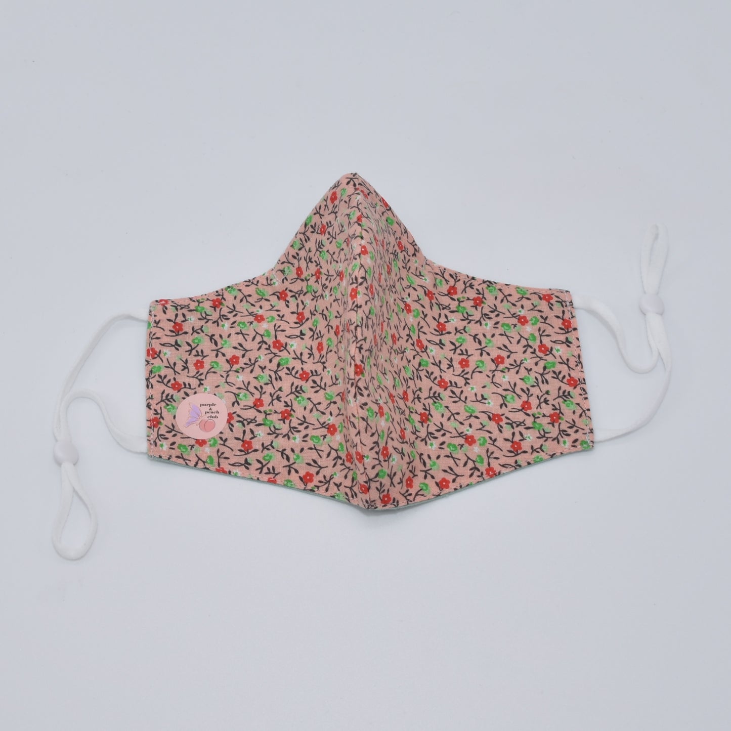 Peach Floral Print Reversible Face Mask