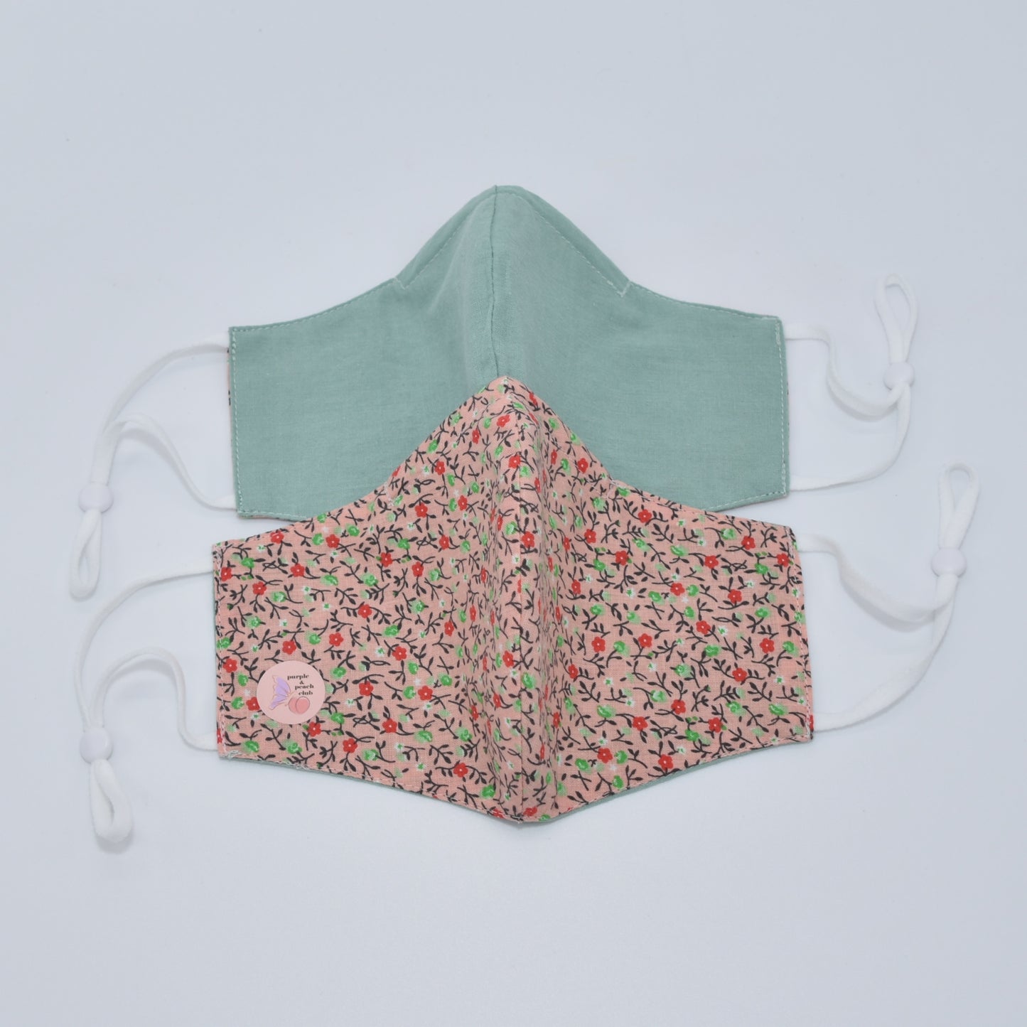 Peach Floral Print Reversible Face Mask