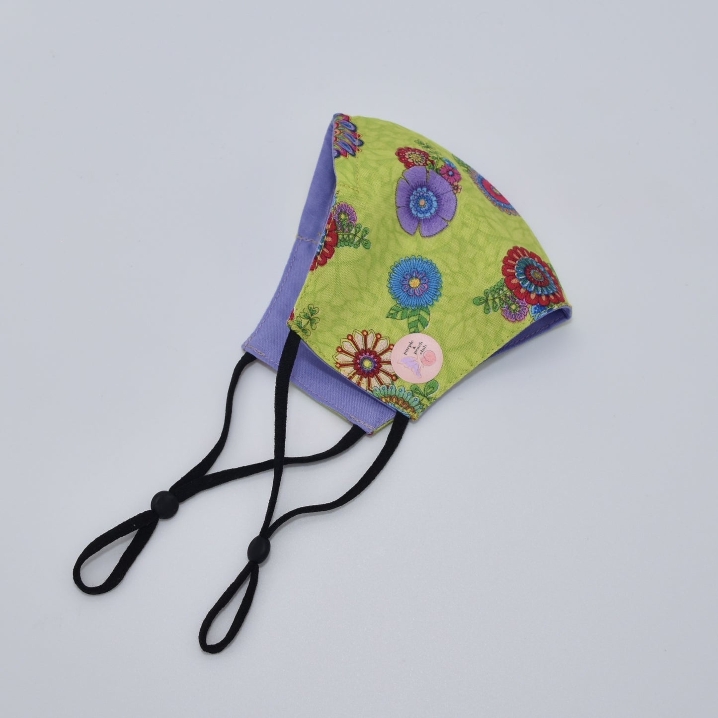 Lime Green and Multicolored Floral Print Reversible Face Mask