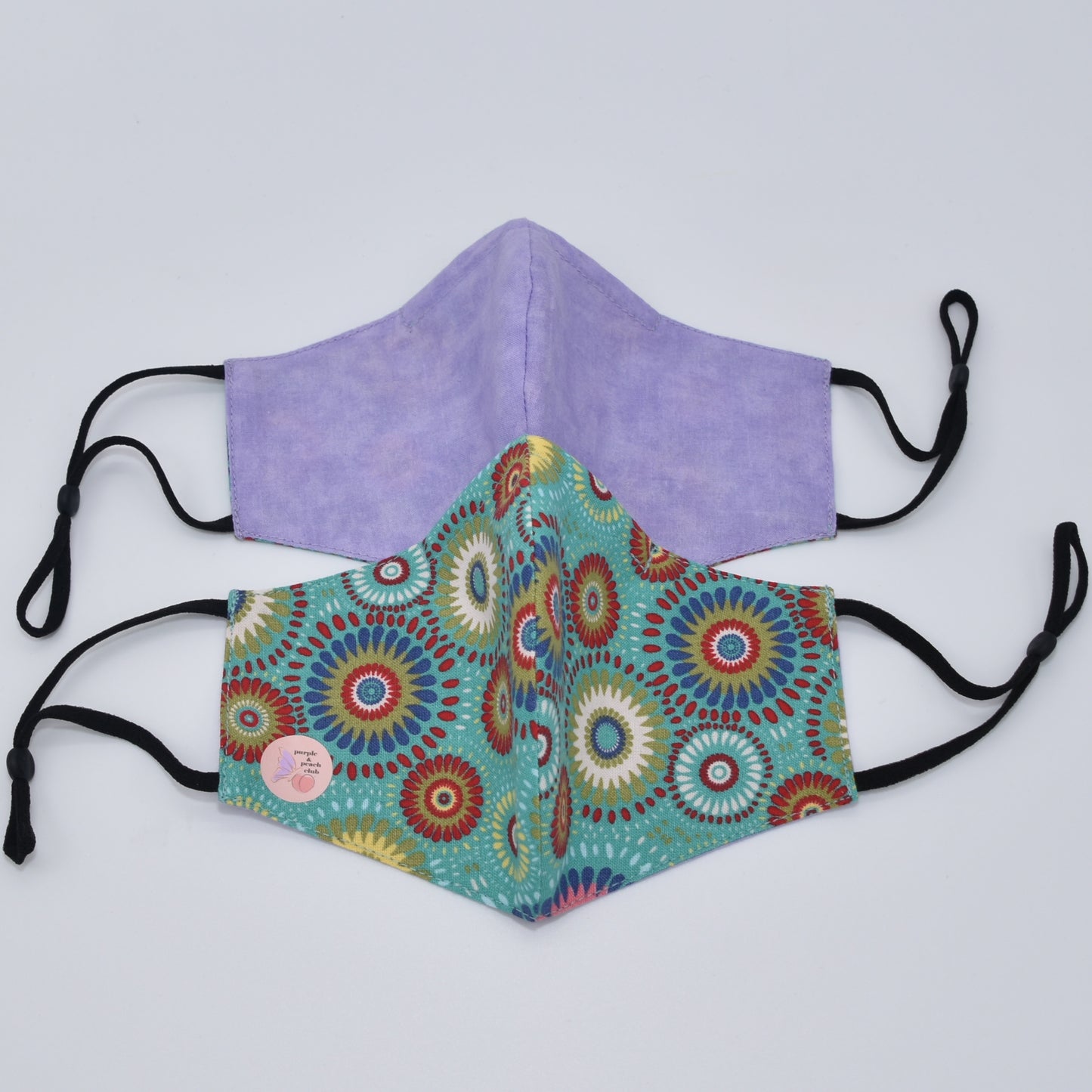 Turquoise Abstract Floral Print Reversible Face Mask