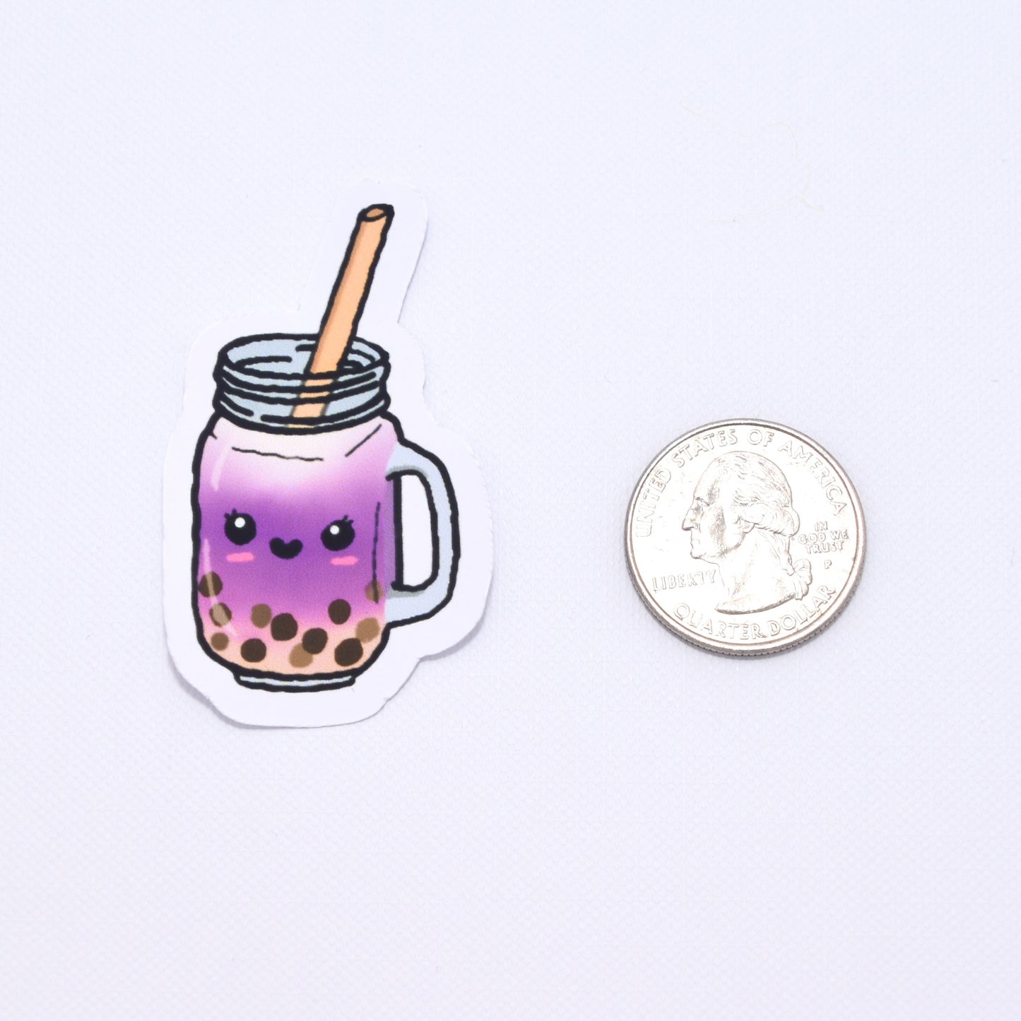 Cute Purple Boba Tea Mason Jar Sticker