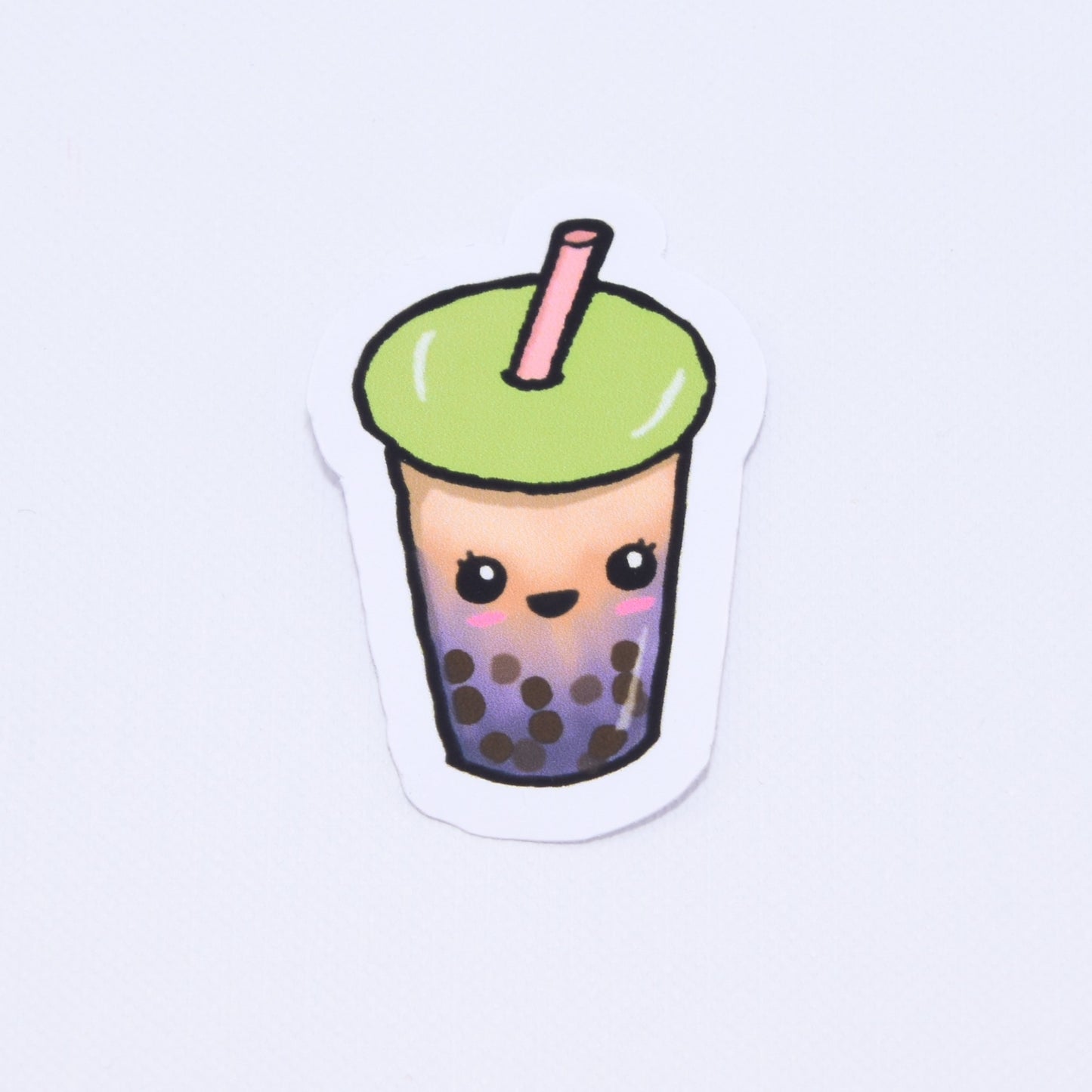 cute ube boba tea die cut sticker