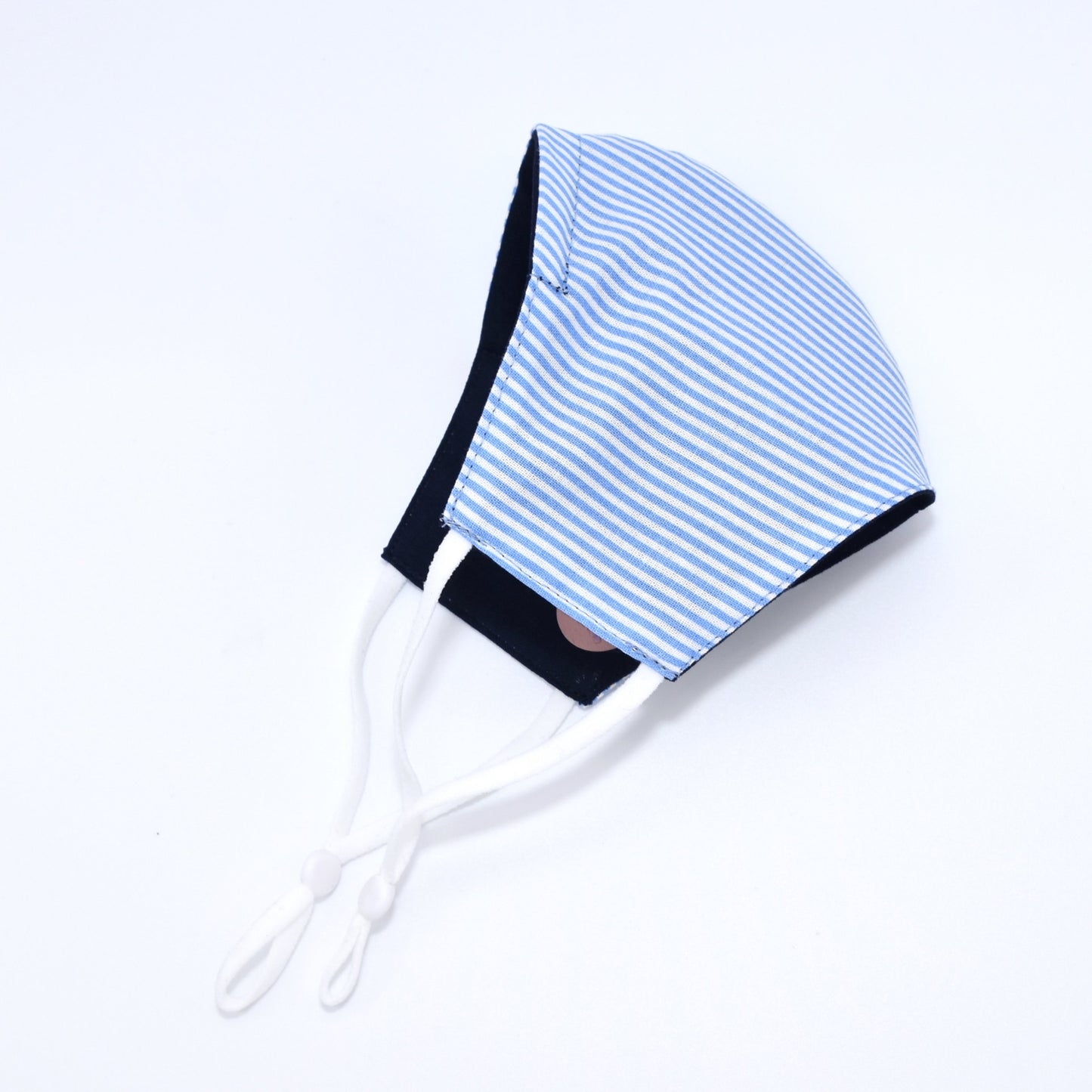 Blue and White Striped Print Reversible Face Mask