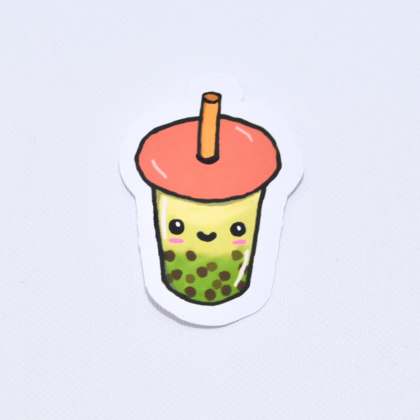 green matcha boba tea die cut sticker