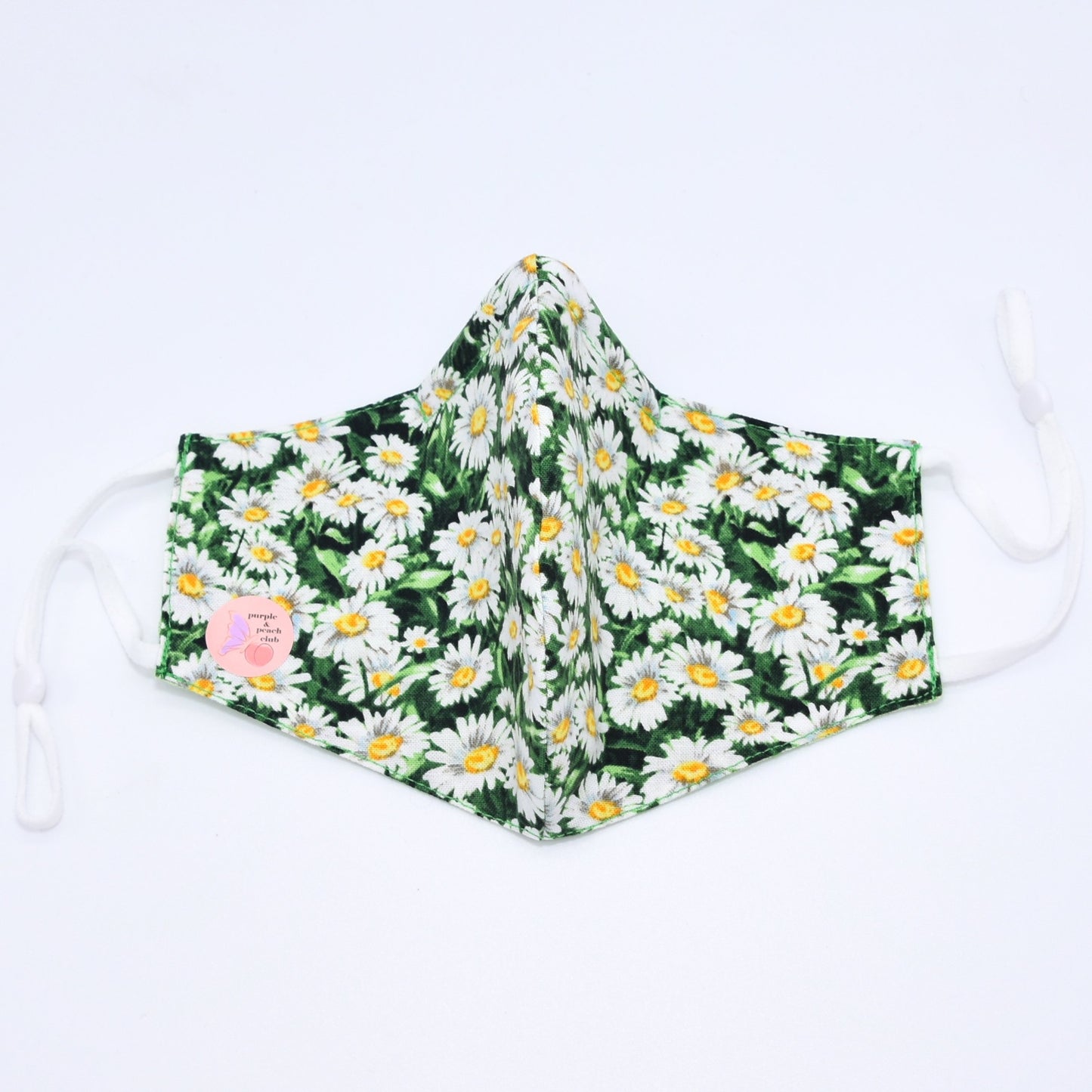 Daisies Print and Green Gingham Reversible Face Mask
