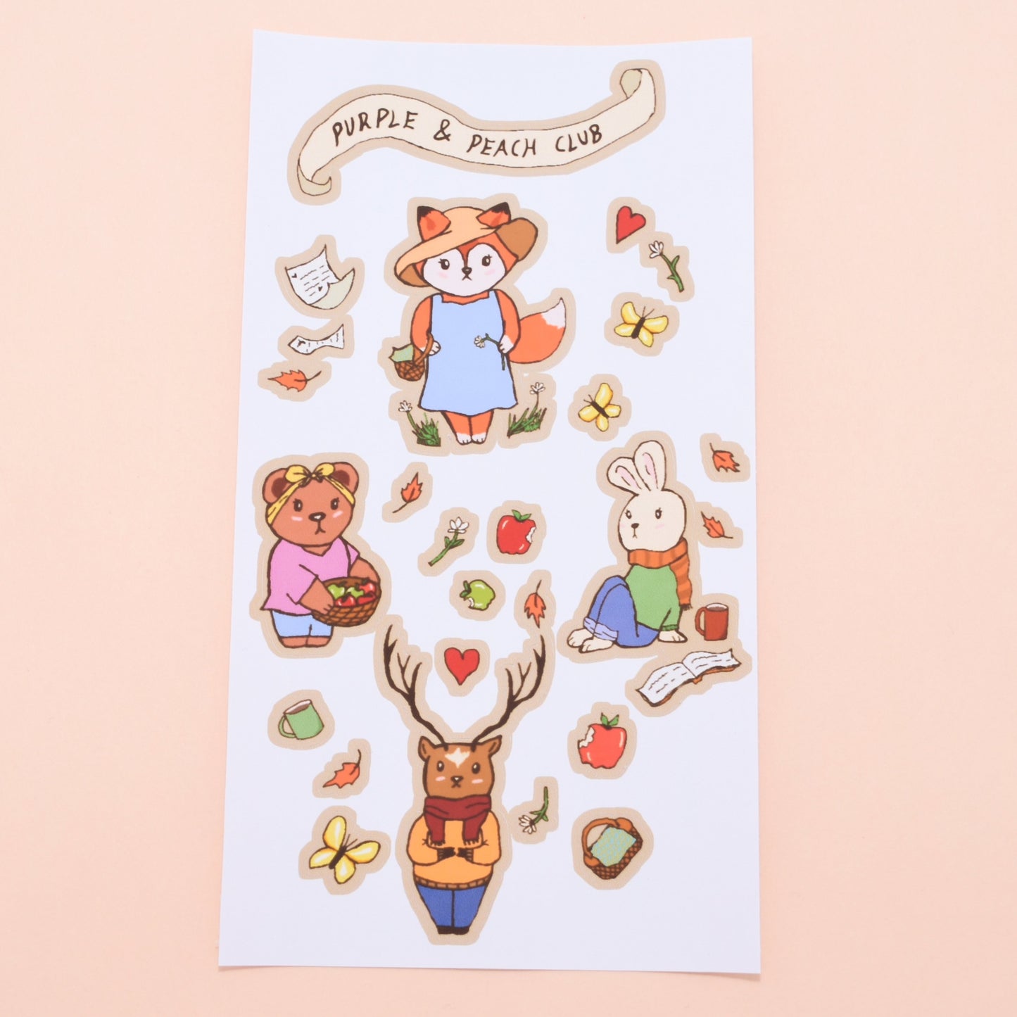 cute fall animals sticker sheet