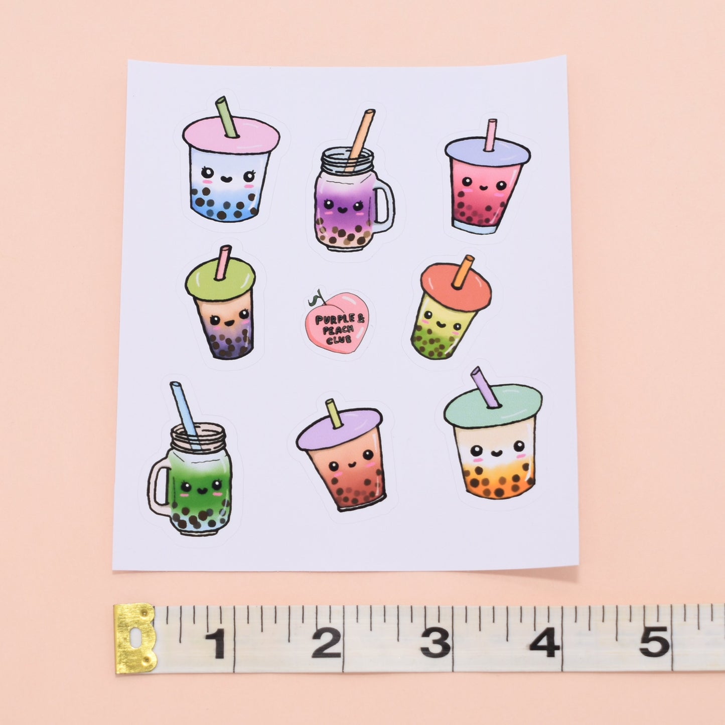 Cute Boba Tea Sticker Sheet