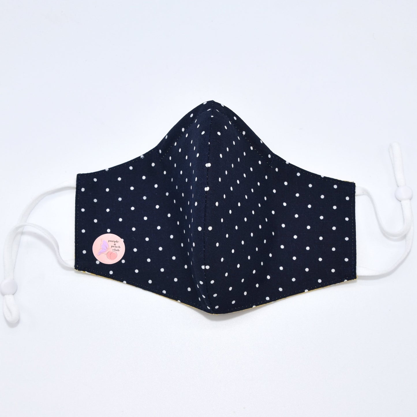 Yellow Flowers and Dots Print Reversible Face Mask