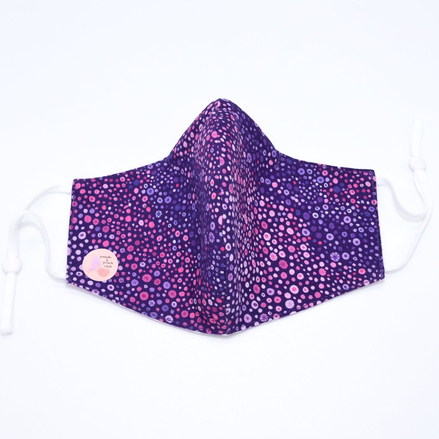 Shades of Purple Dotted Print and Gingham Reversible Face Mask