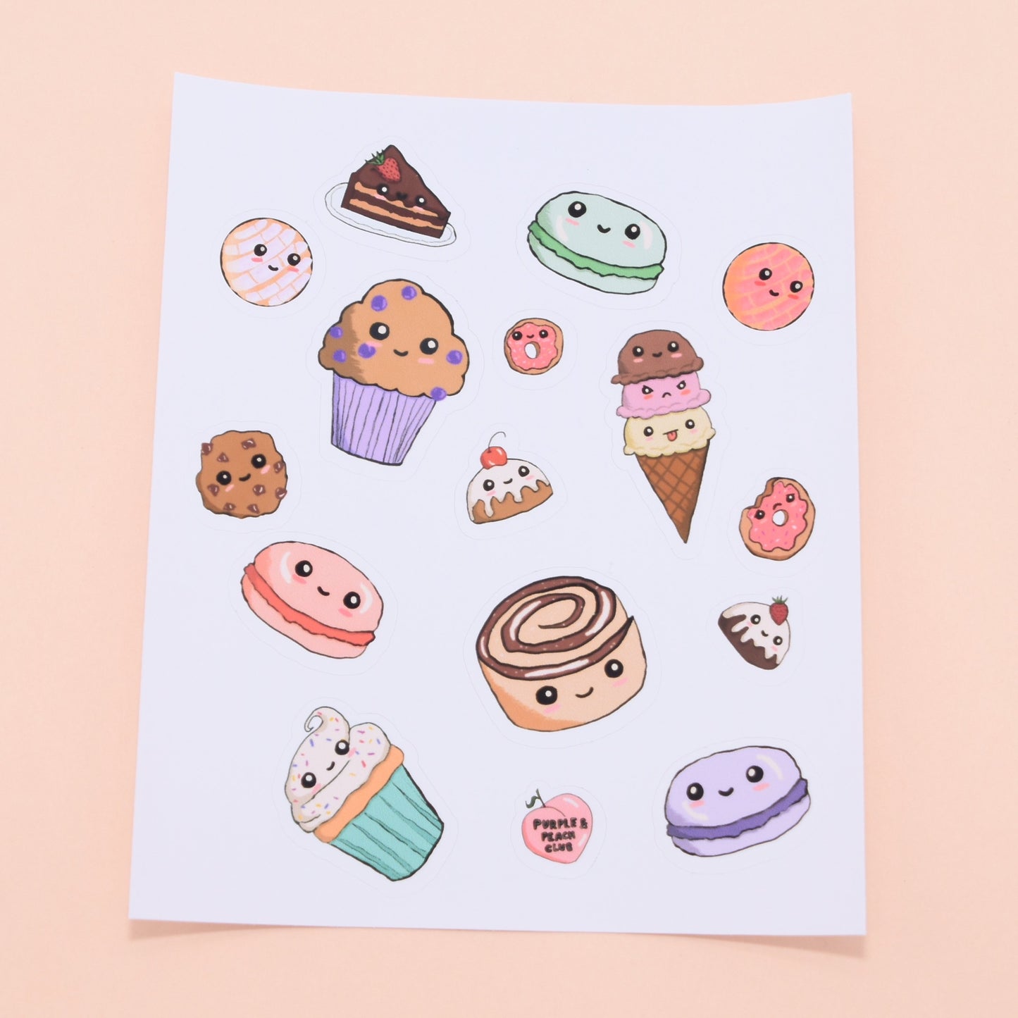 cute desserts sticker sheet