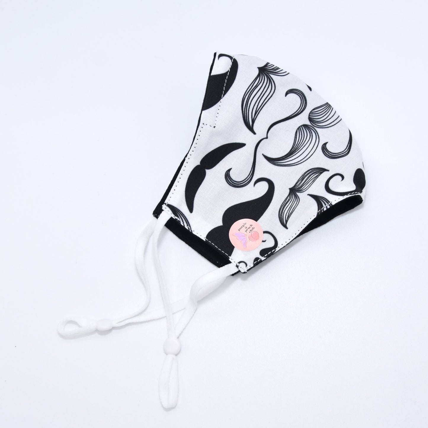 Mustache Print on White Reversible Face Mask