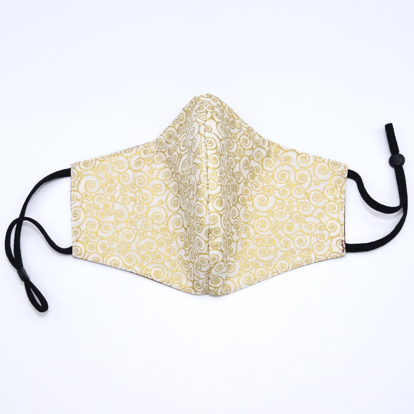 Burgundy Clover Print and Gold Swirls Reversible Face Mask