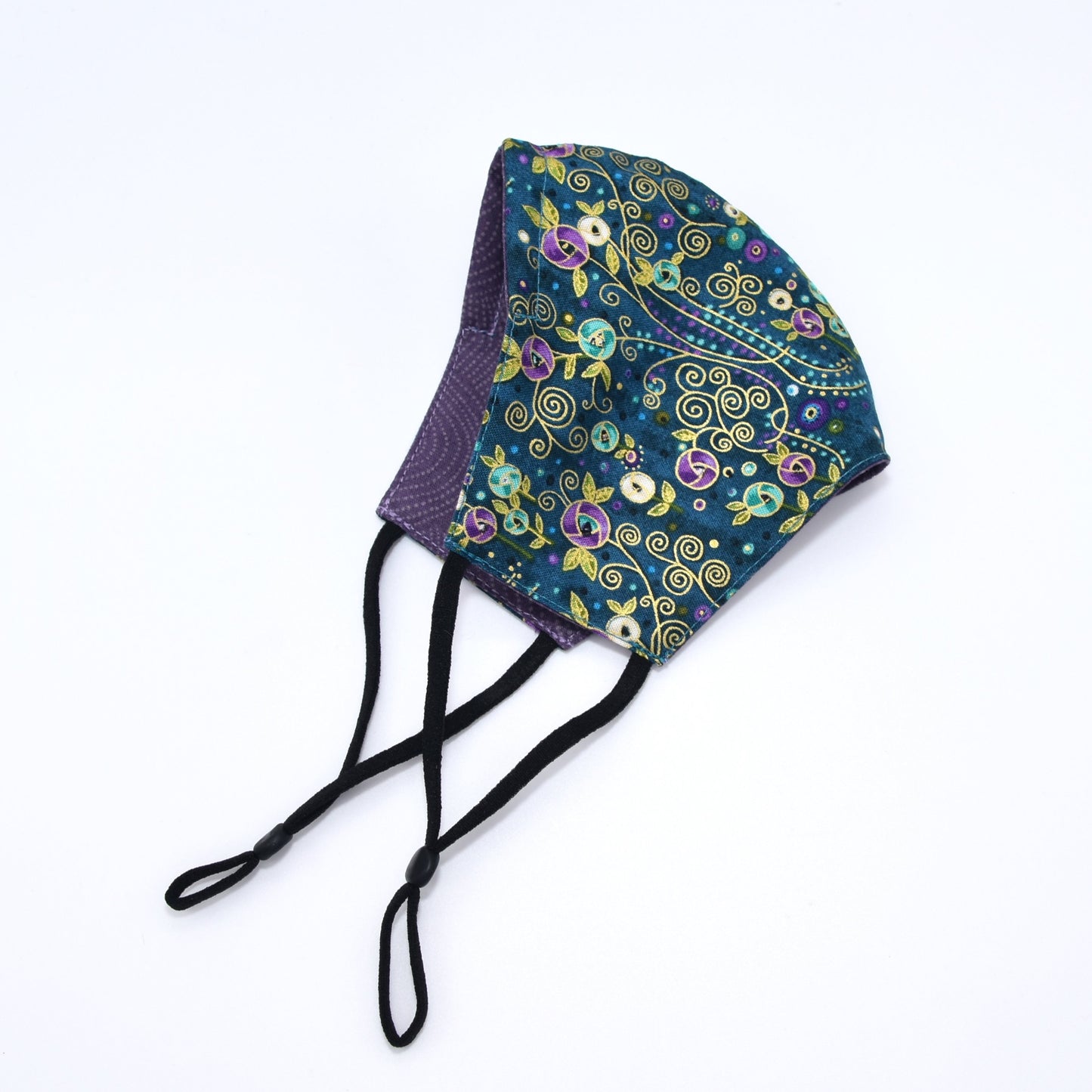 Abstract Roses Print on Dark Teal Reversible Face Mask