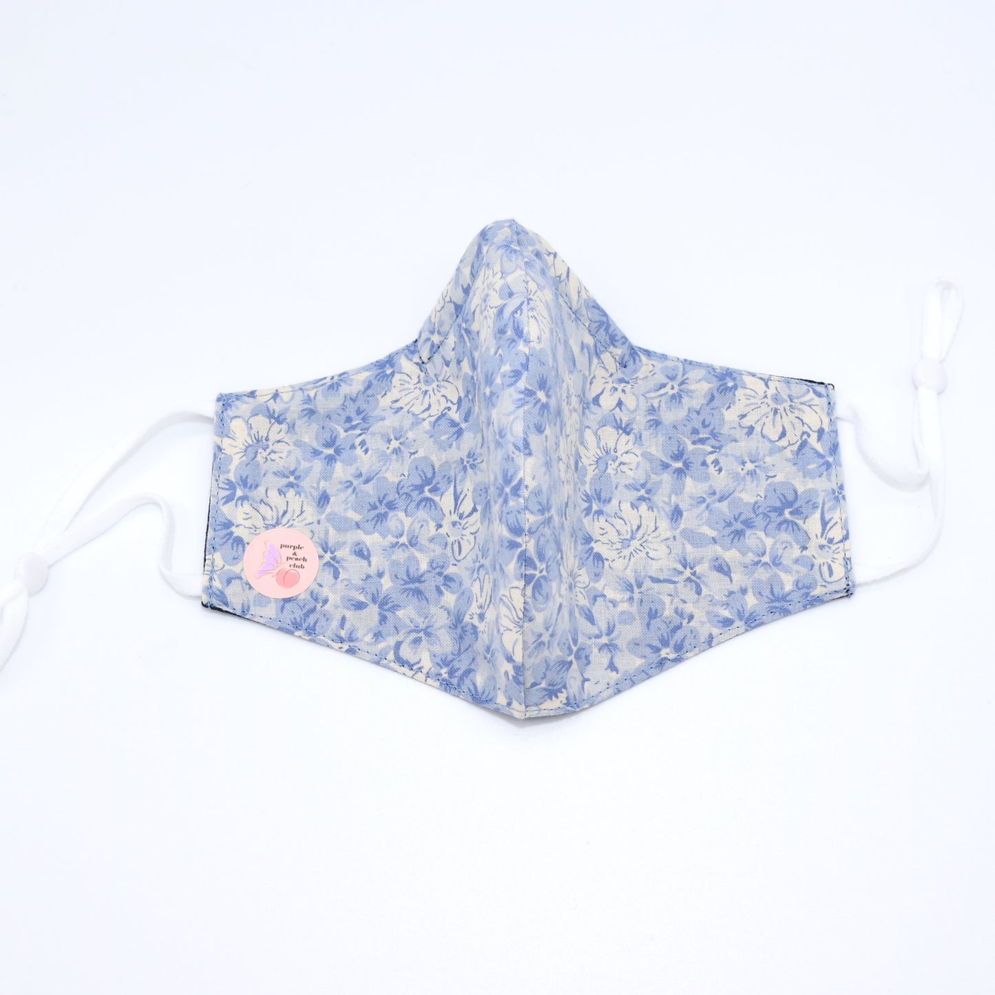 Blue Floral Print Reversible Face Mask