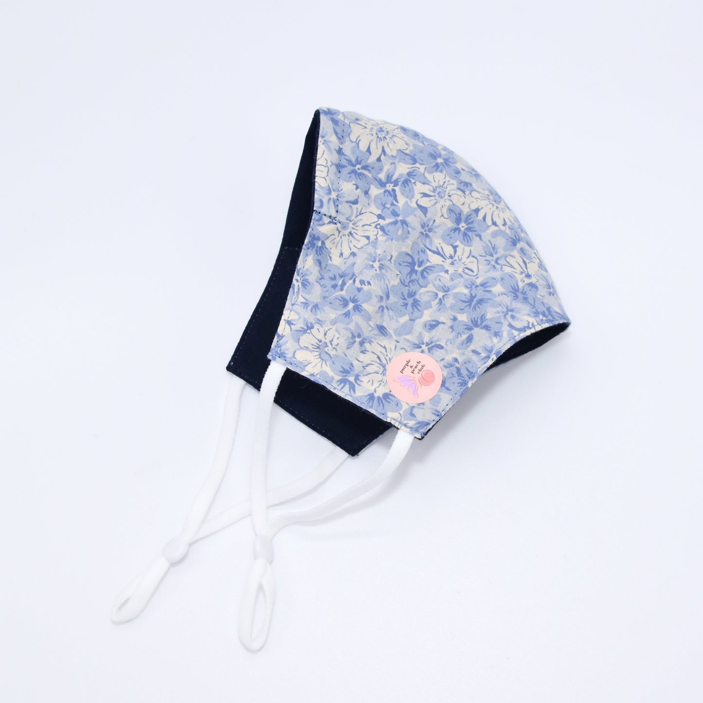 Blue Floral Print Reversible Face Mask