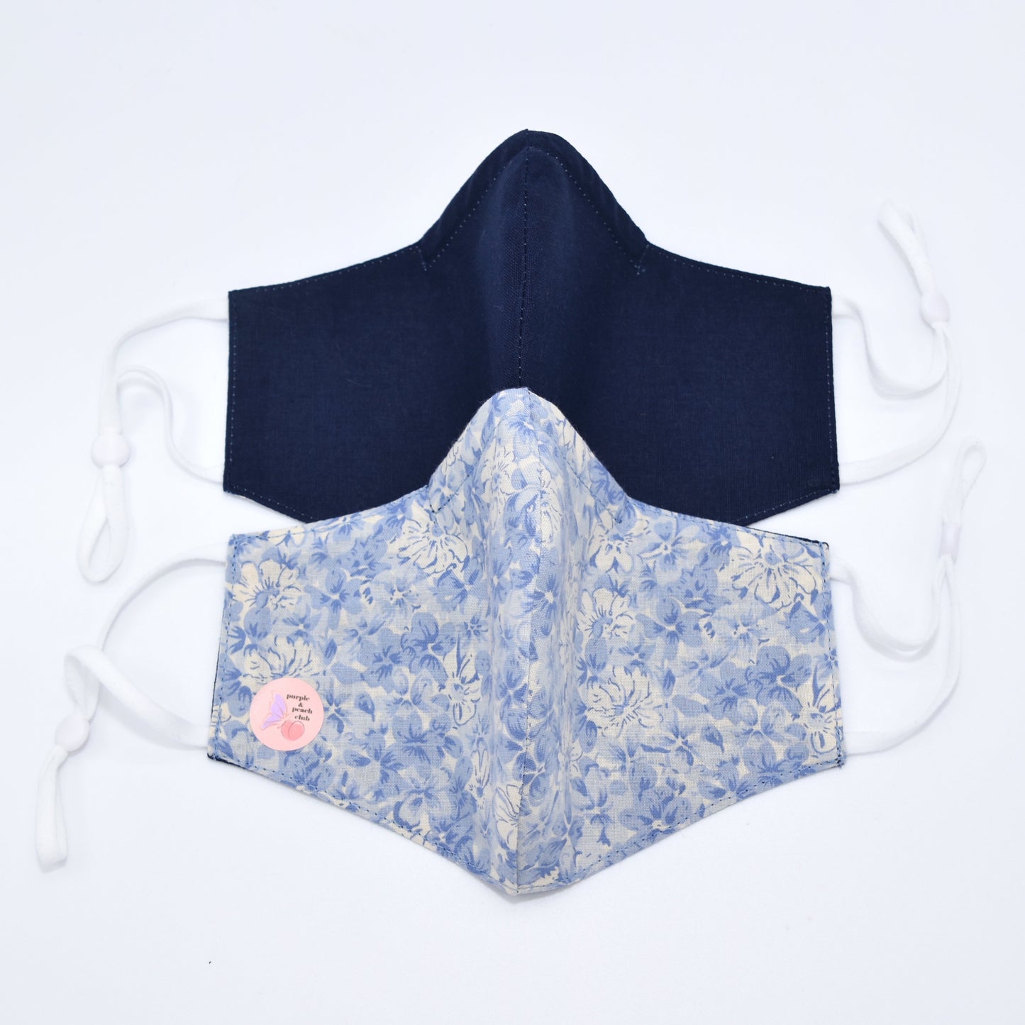 Blue Floral Print Reversible Face Mask