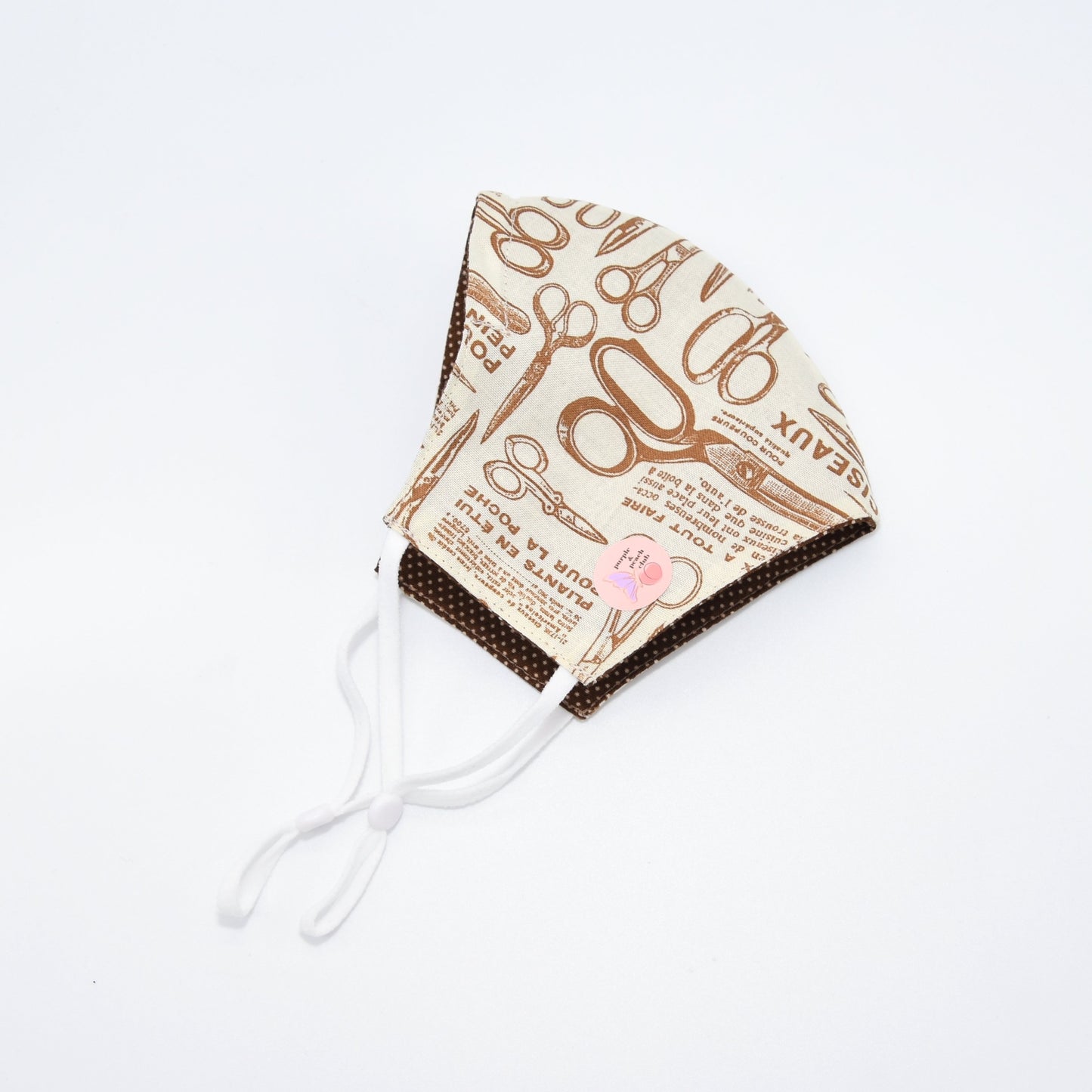 Vintage Scissors Print and Polka Dots Reversible Face Mask