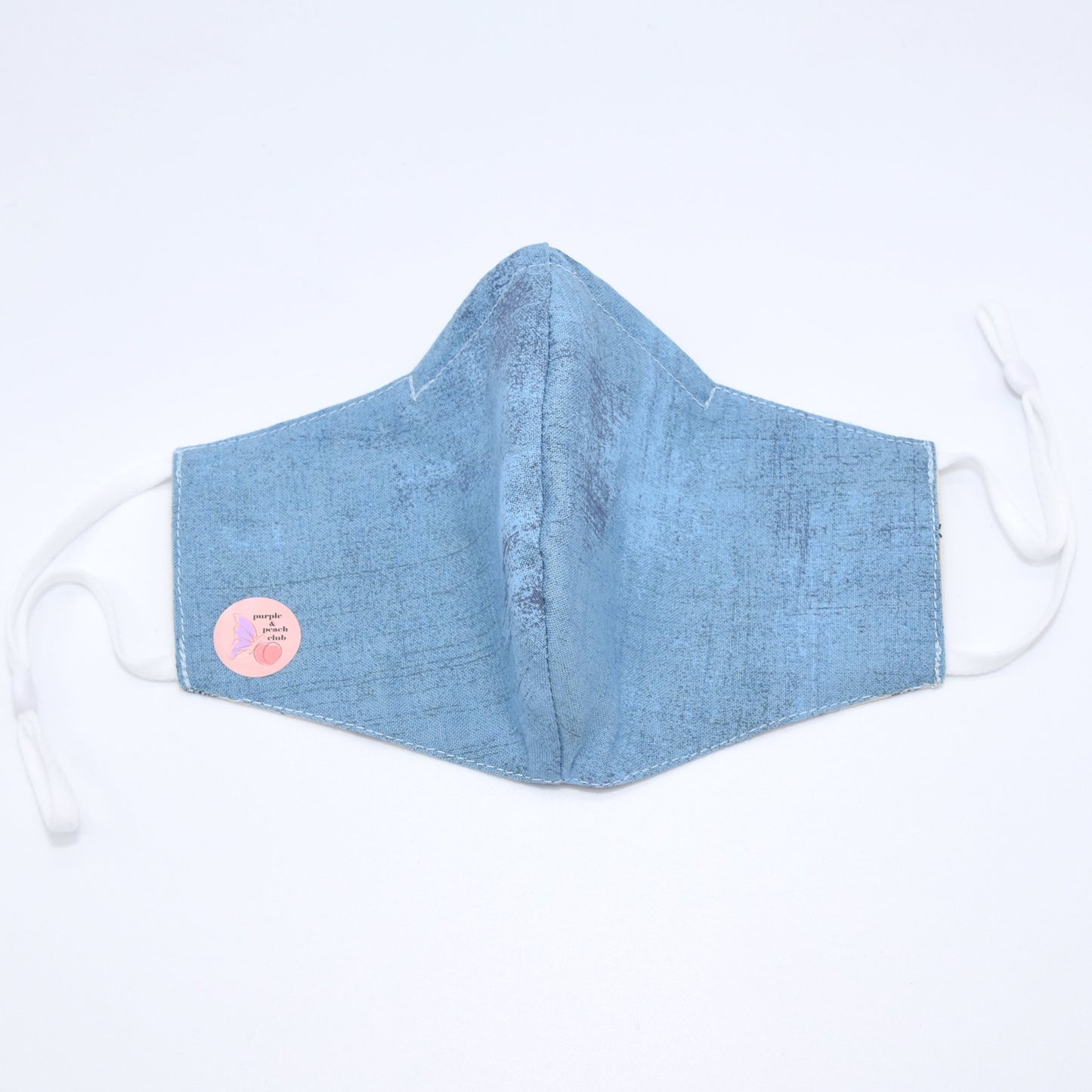 Blue Dotted Flowers Print on Off- White Reversible Face Mask