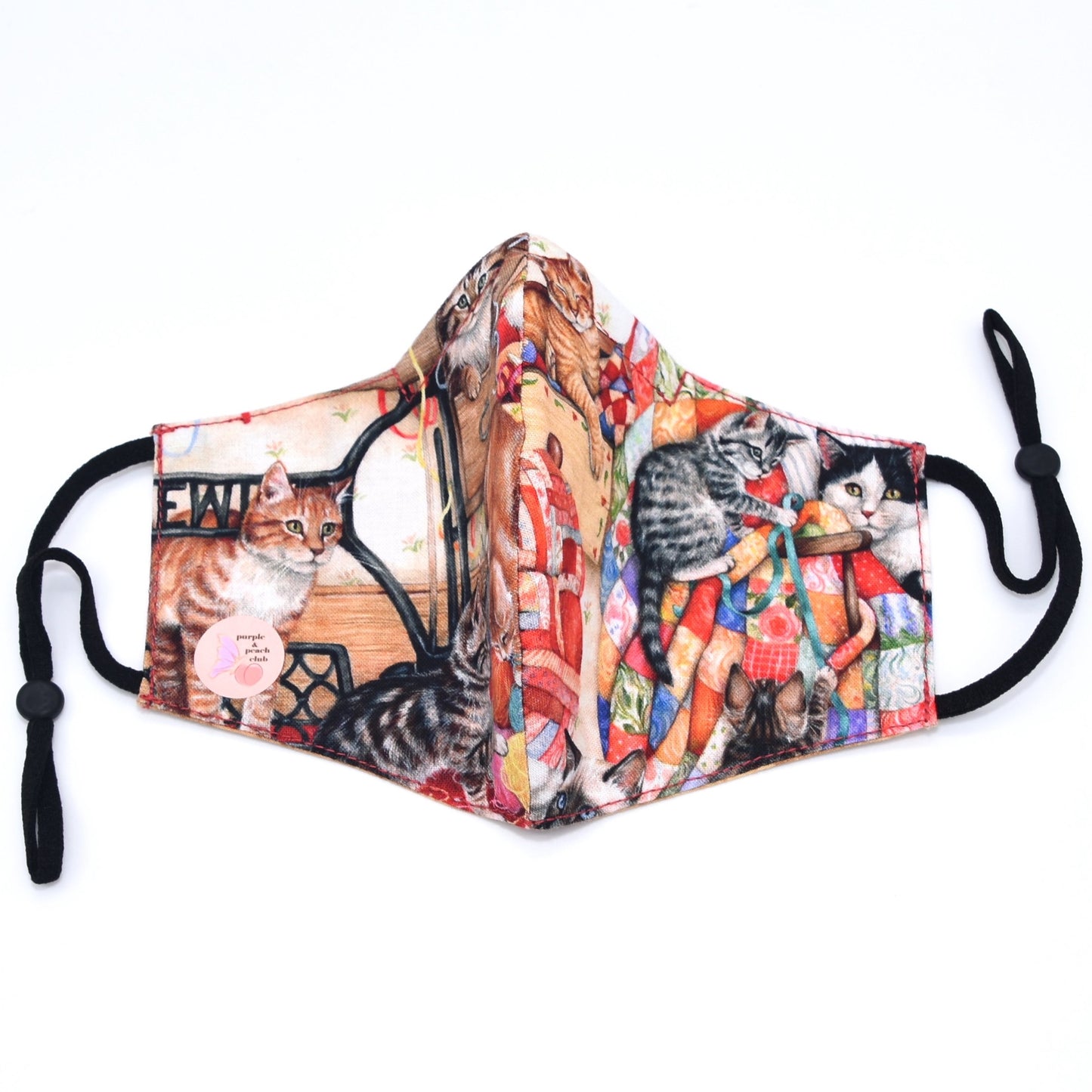 Cats and Quilts Print Reversible Face Mask
