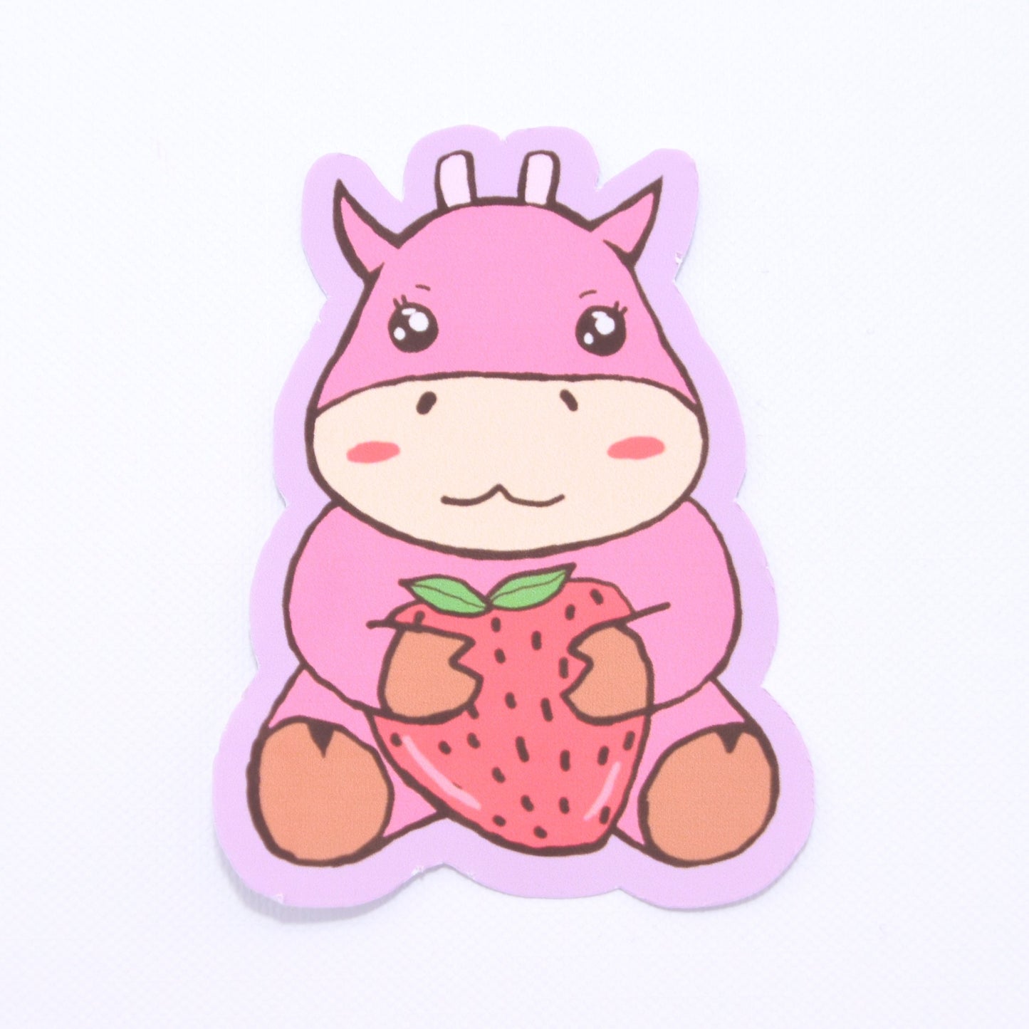 cute strawberry cow die cut sticker