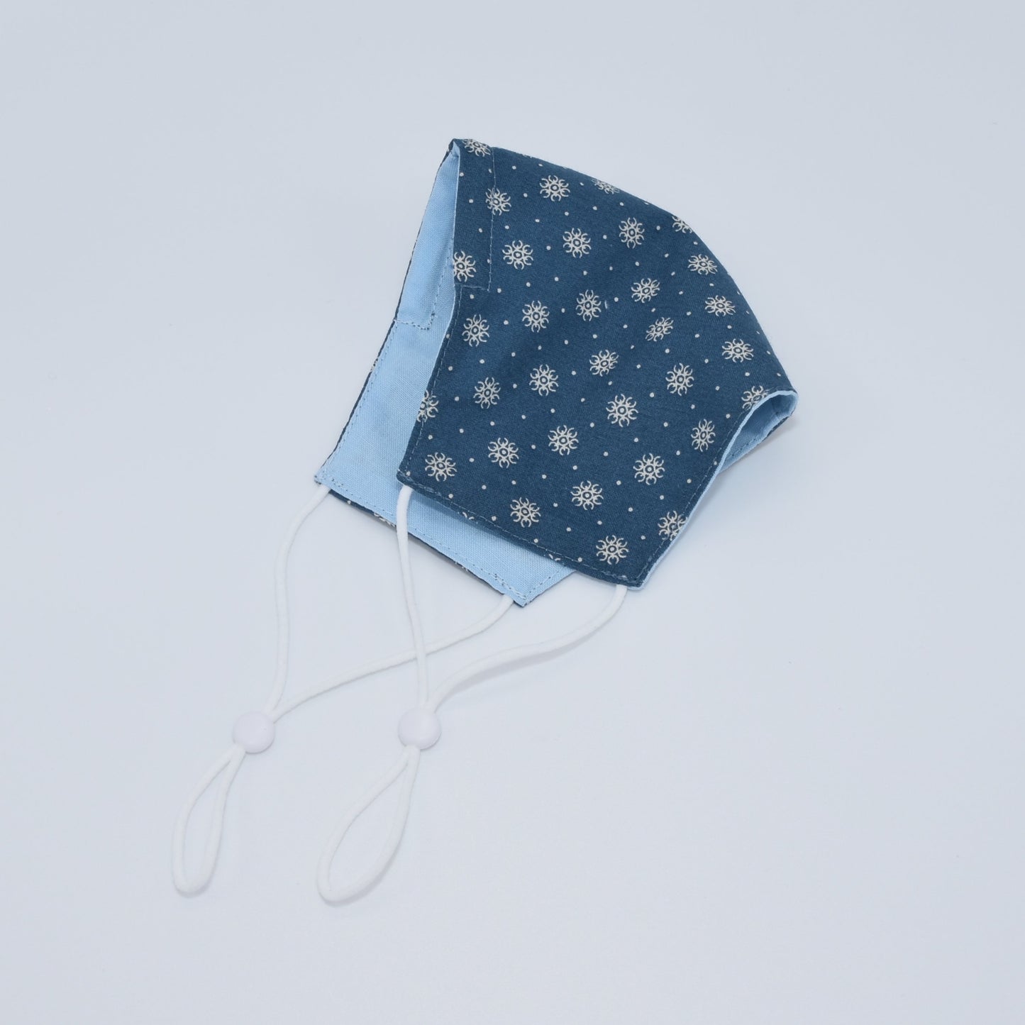 Dotted Flowers on Blue Print Reversible Face Mask