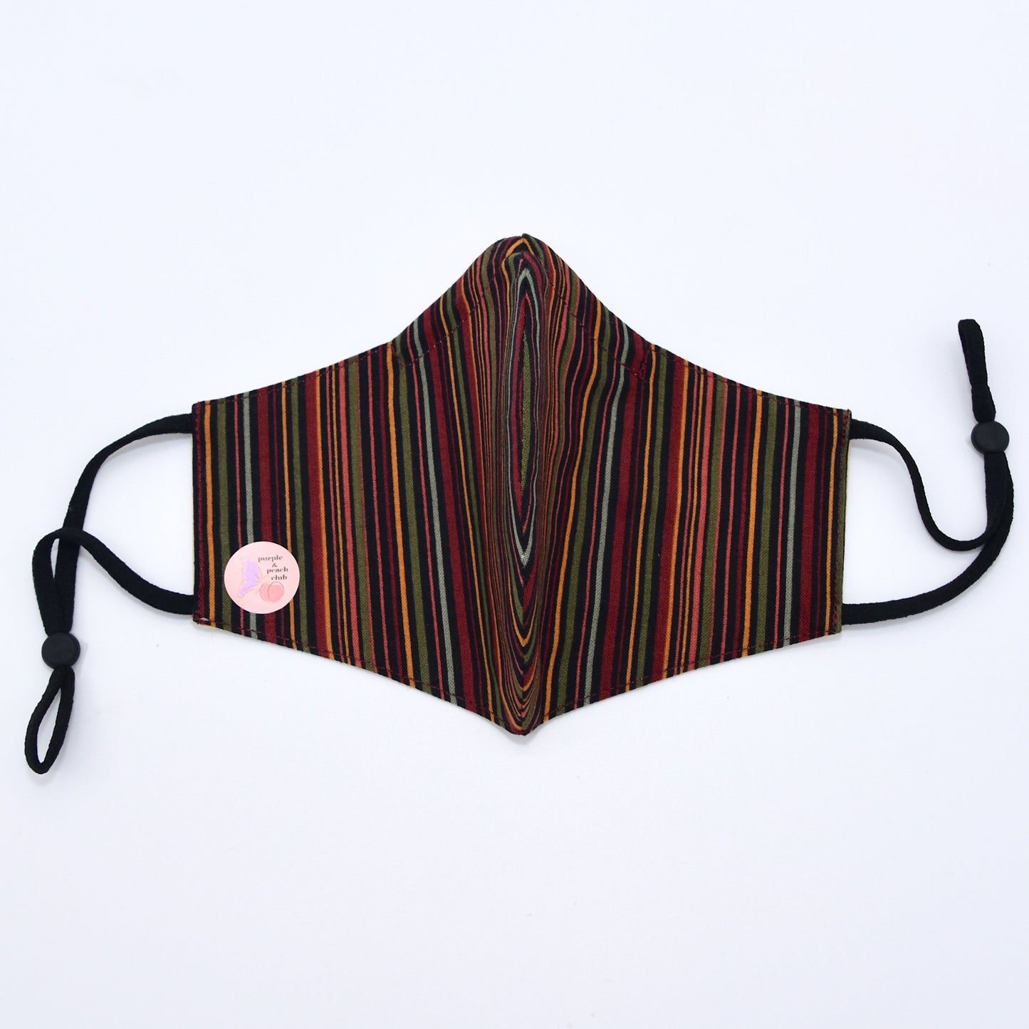 Warm Colored Stripes Print Reversible Face Mask