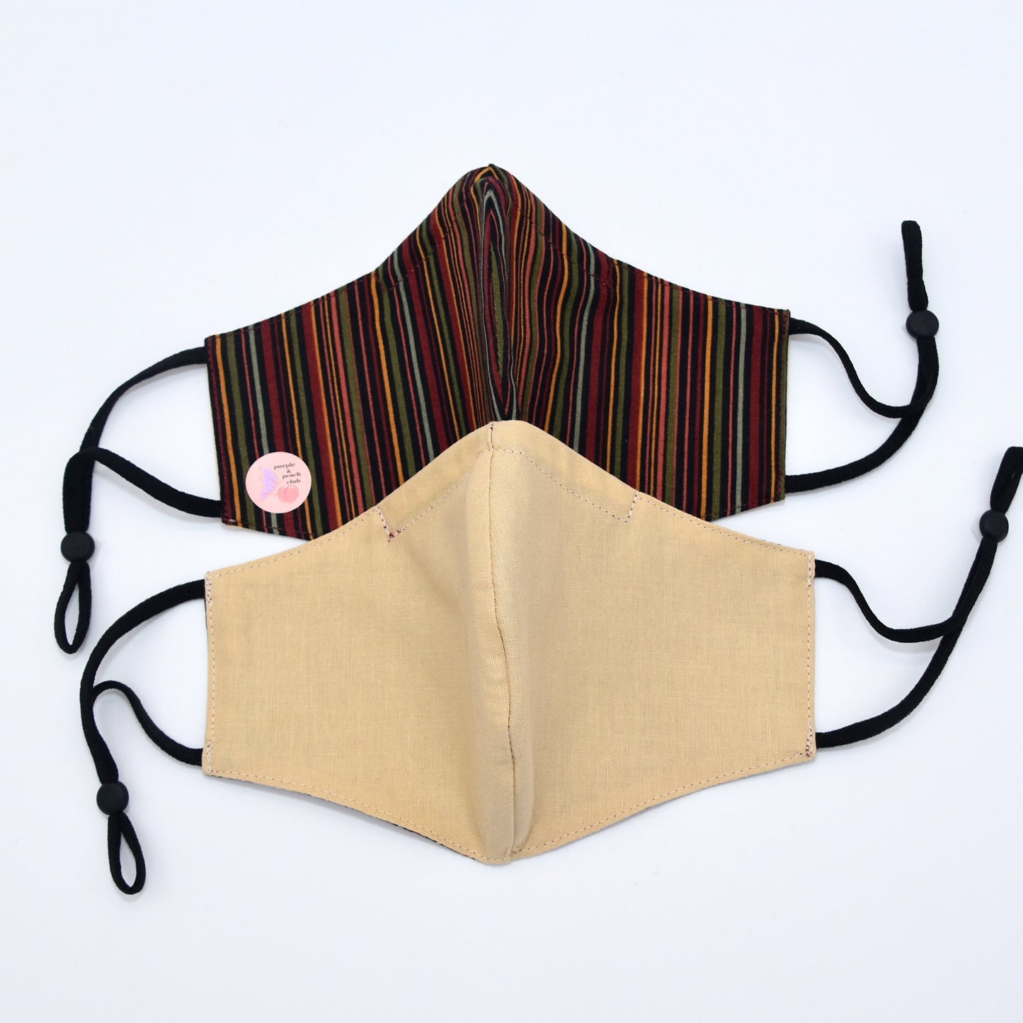 Warm Colored Stripes Print Reversible Face Mask