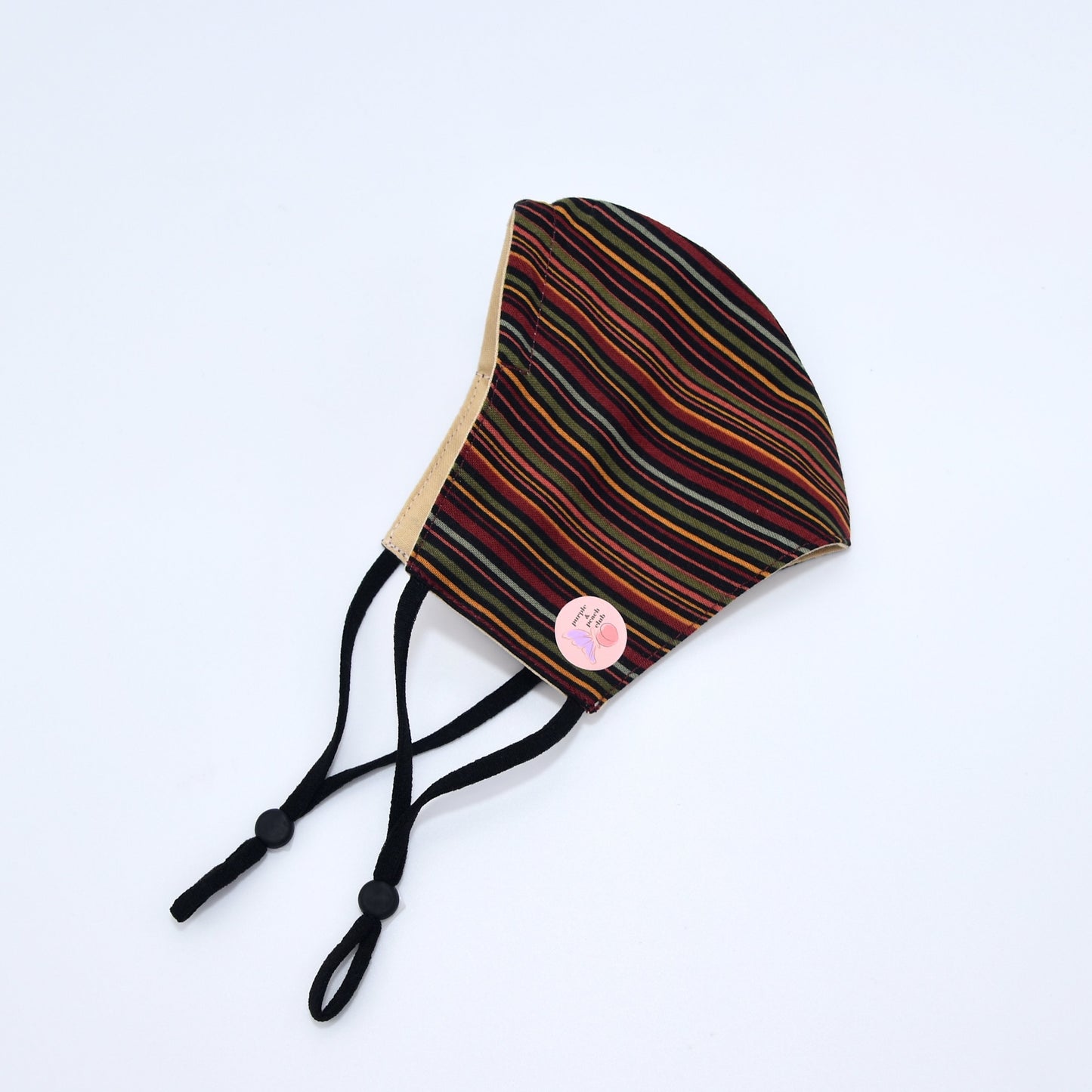 Warm Colored Stripes Print Reversible Face Mask