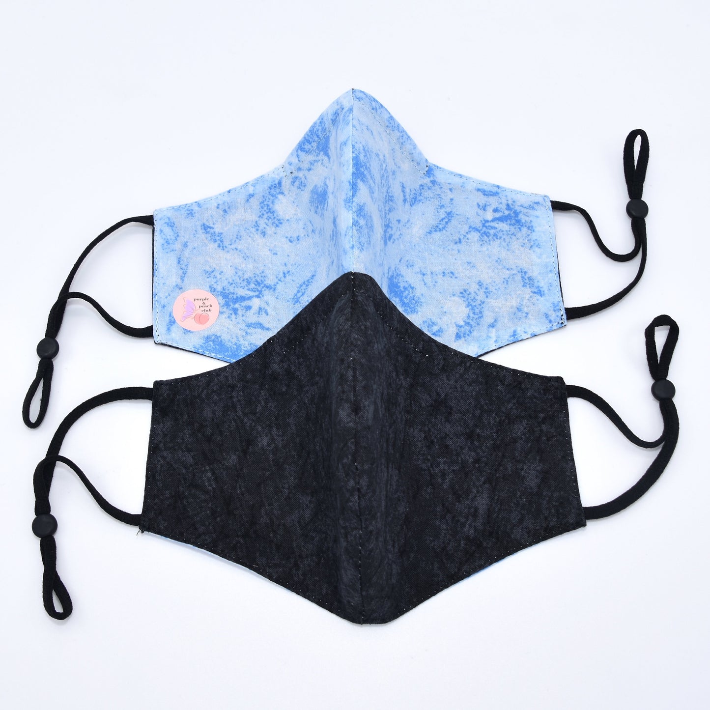 Light Blue Distressed Print Reversible Face Mask