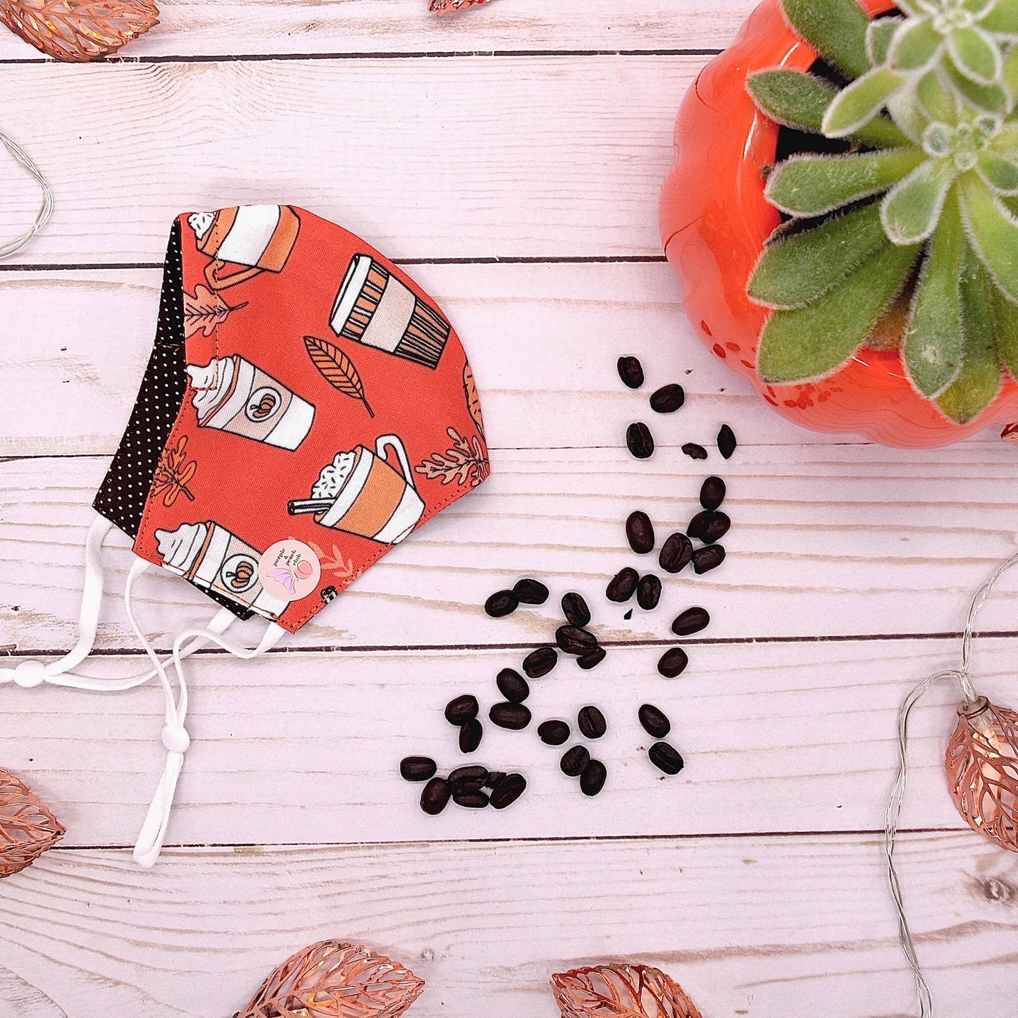 Coffee and Bagels Print Reversible Face Mask
