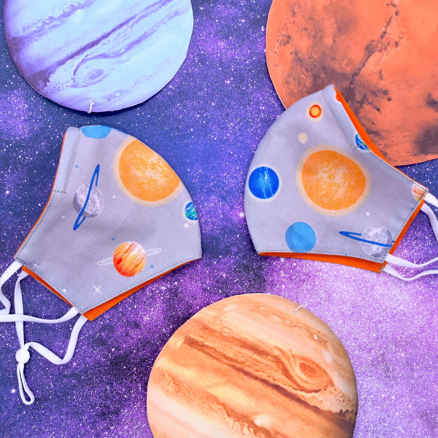 Gray Space Print Reversible Face Mask