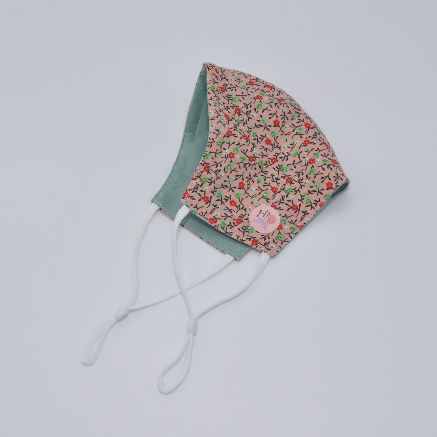 Peach Floral Print Reversible Face Mask