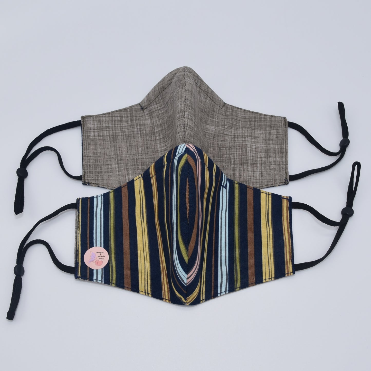 Colored Stripes on Navy Blue Print Reversible Face Mask