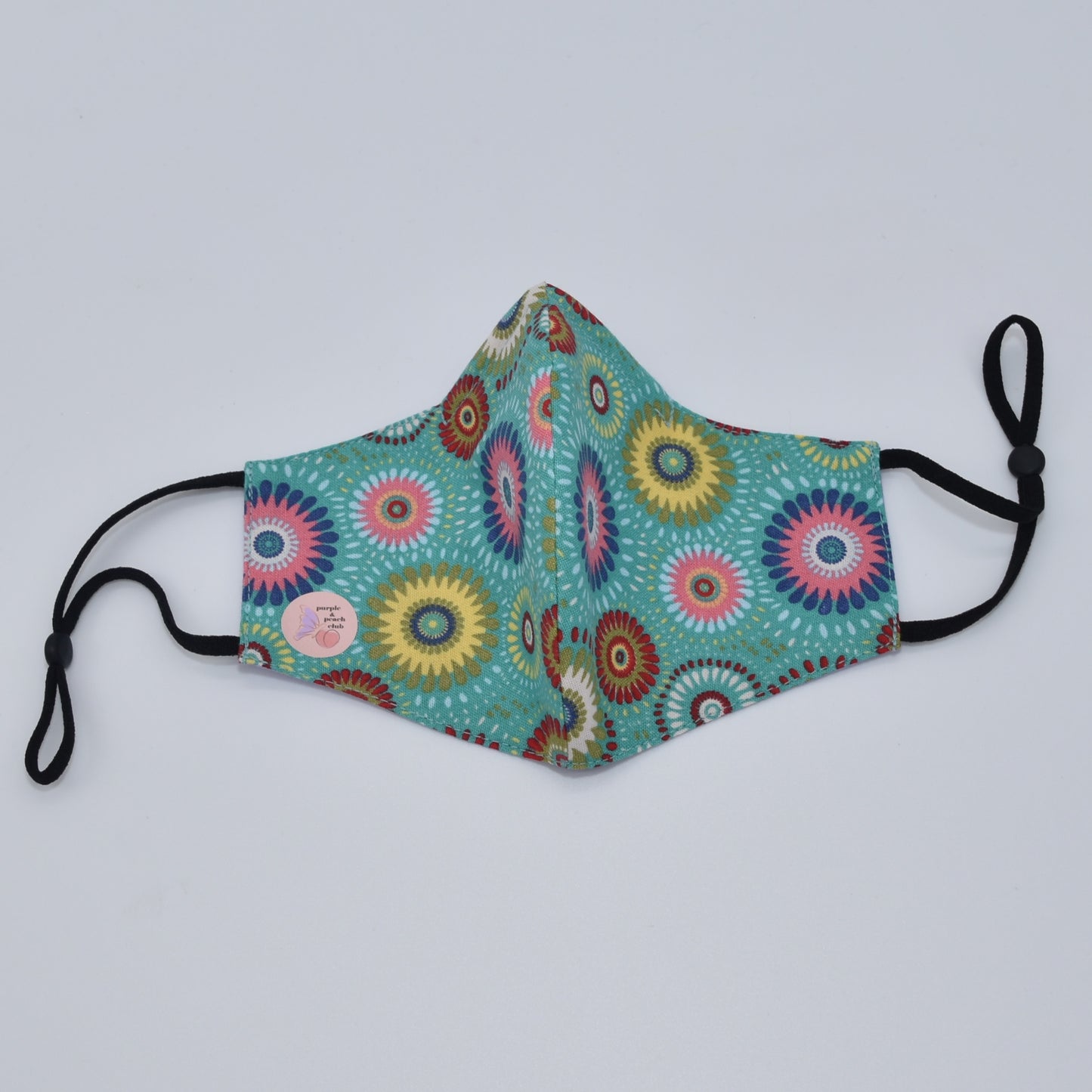 Turquoise Abstract Floral Print Reversible Face Mask