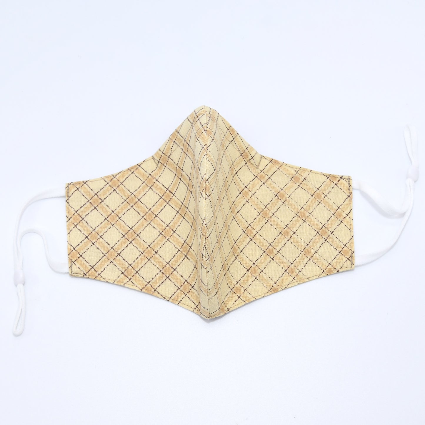 Nude Colored Plaid Print Reversible Face Mask