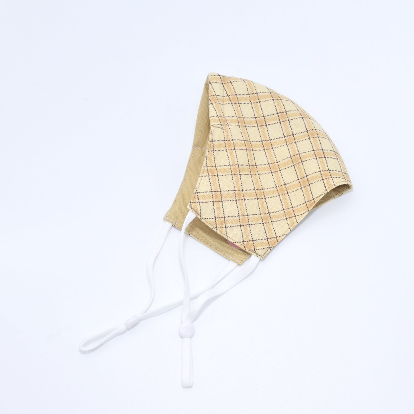 Nude Colored Plaid Print Reversible Face Mask