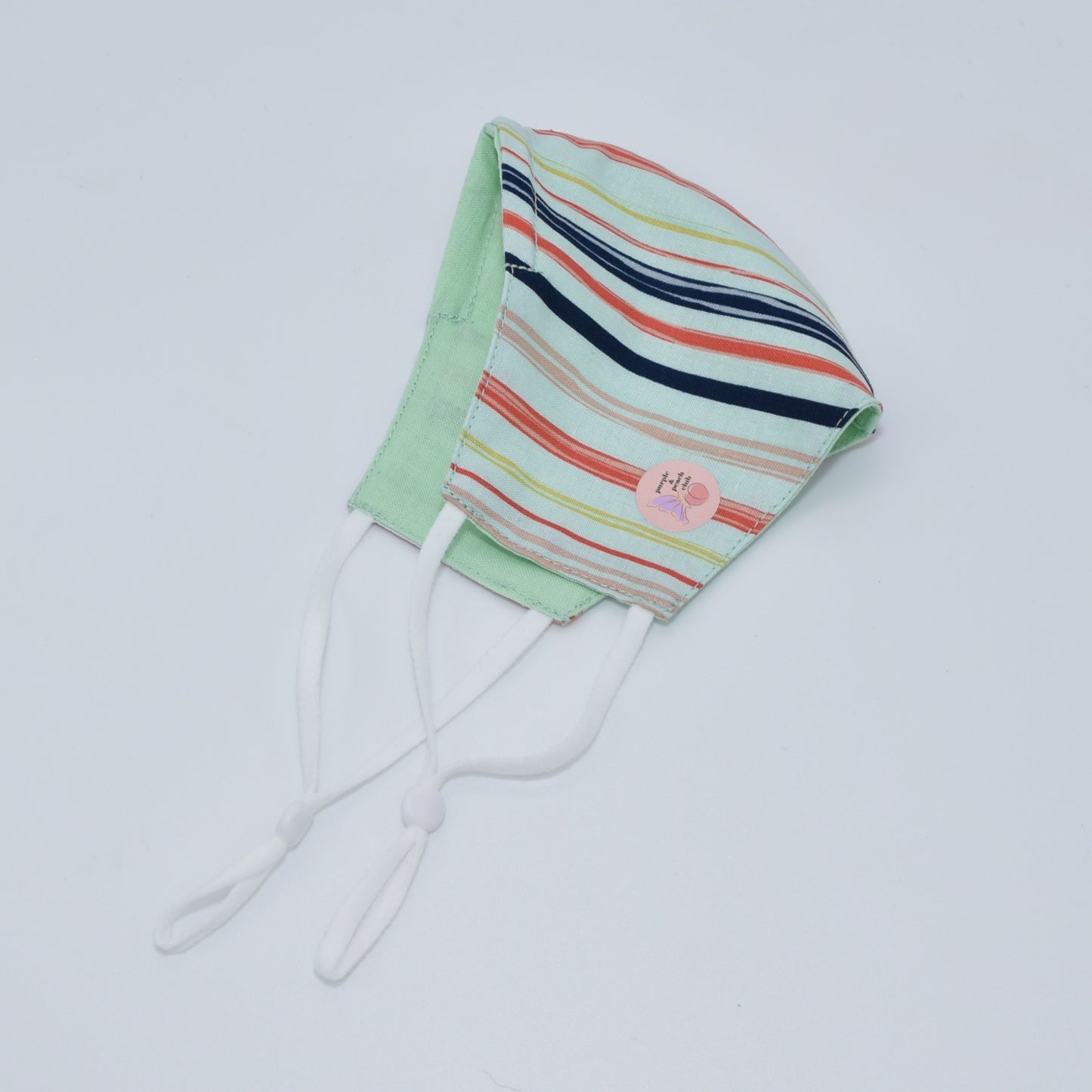 Colored Stripes On Mint Green Print Reversible Face Mask