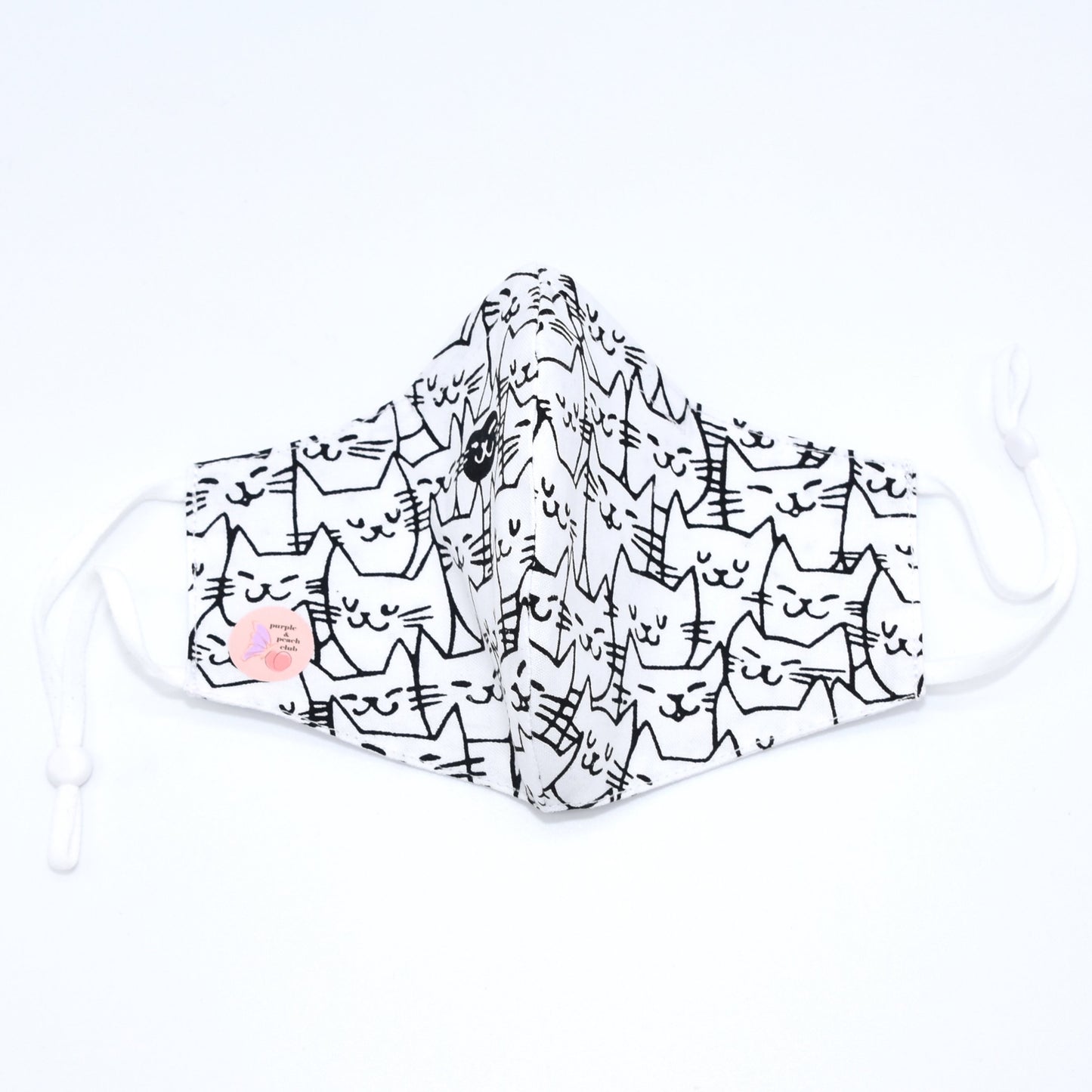White Cats Print and Polka Dots Reversible Face Mask