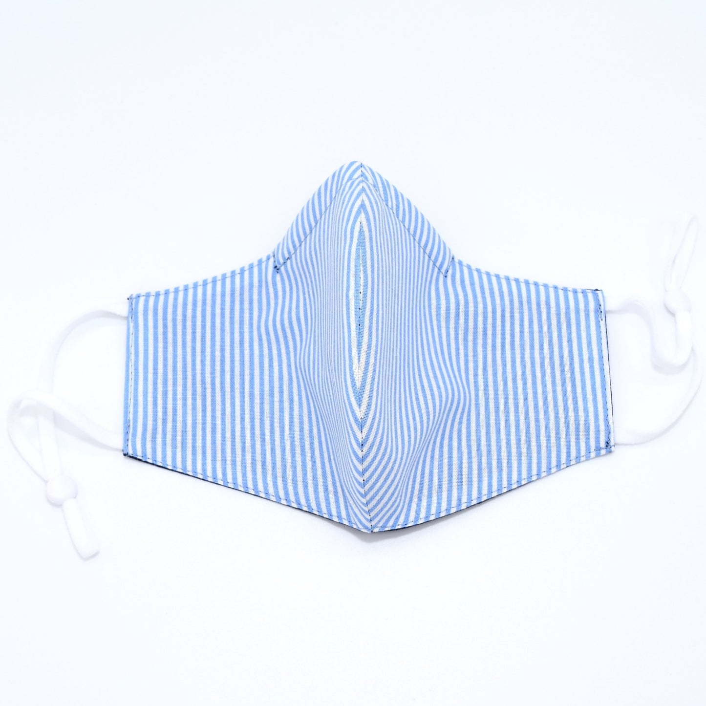 Blue and White Striped Print Reversible Face Mask