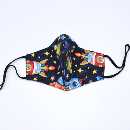 Space Rocket Ship Print Reversible Face Mask