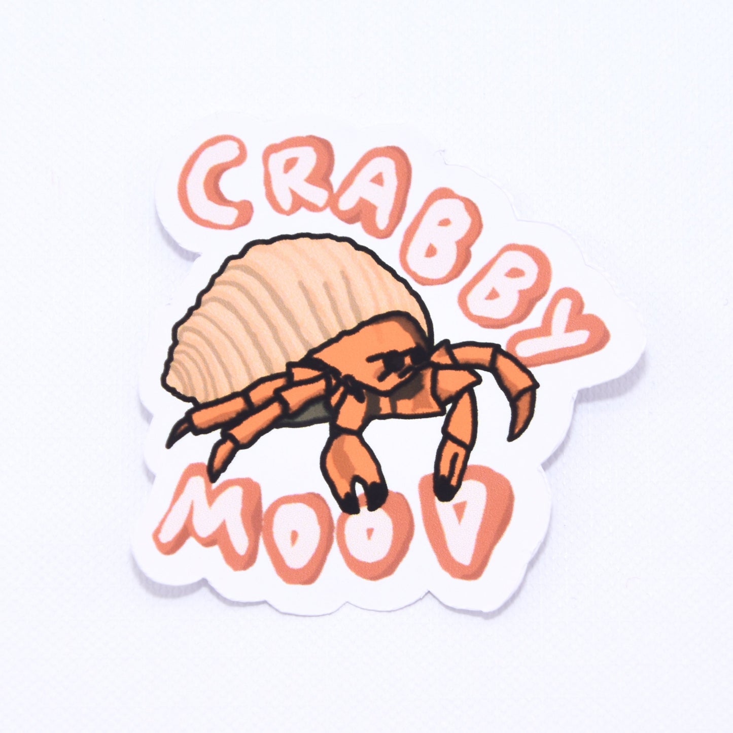 cute crabby mood hermit crab die cut sticker