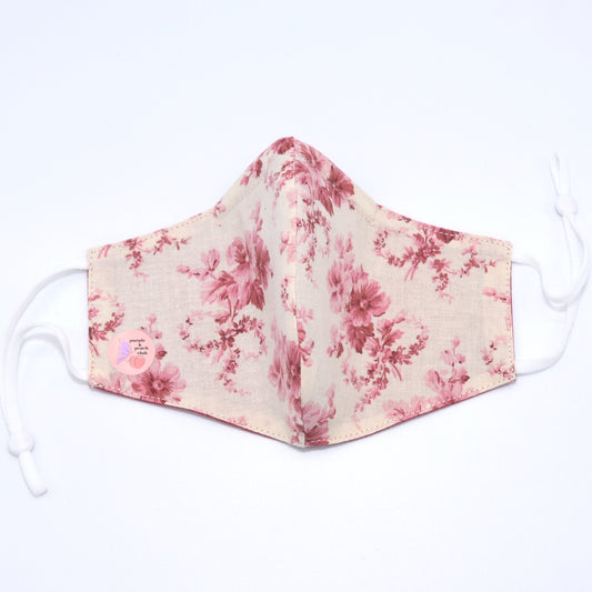 Soft Pink Flowers Print Reversible Face Mask