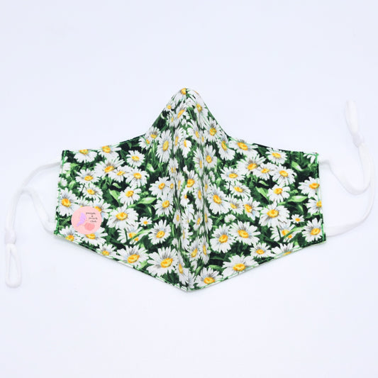 Daisies Print and Green Gingham Reversible Face Mask