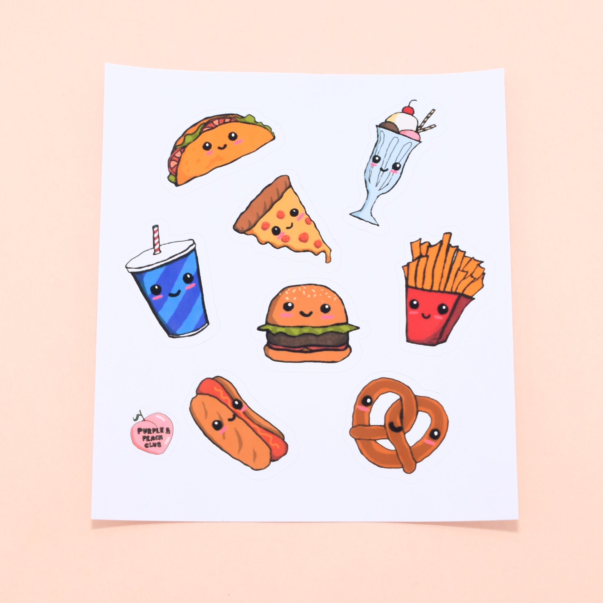 cute junk food sticker sheet
