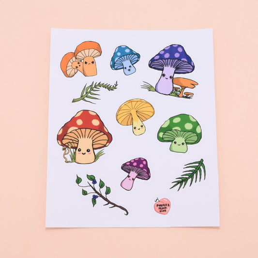 cute mushrooms sticker sheet